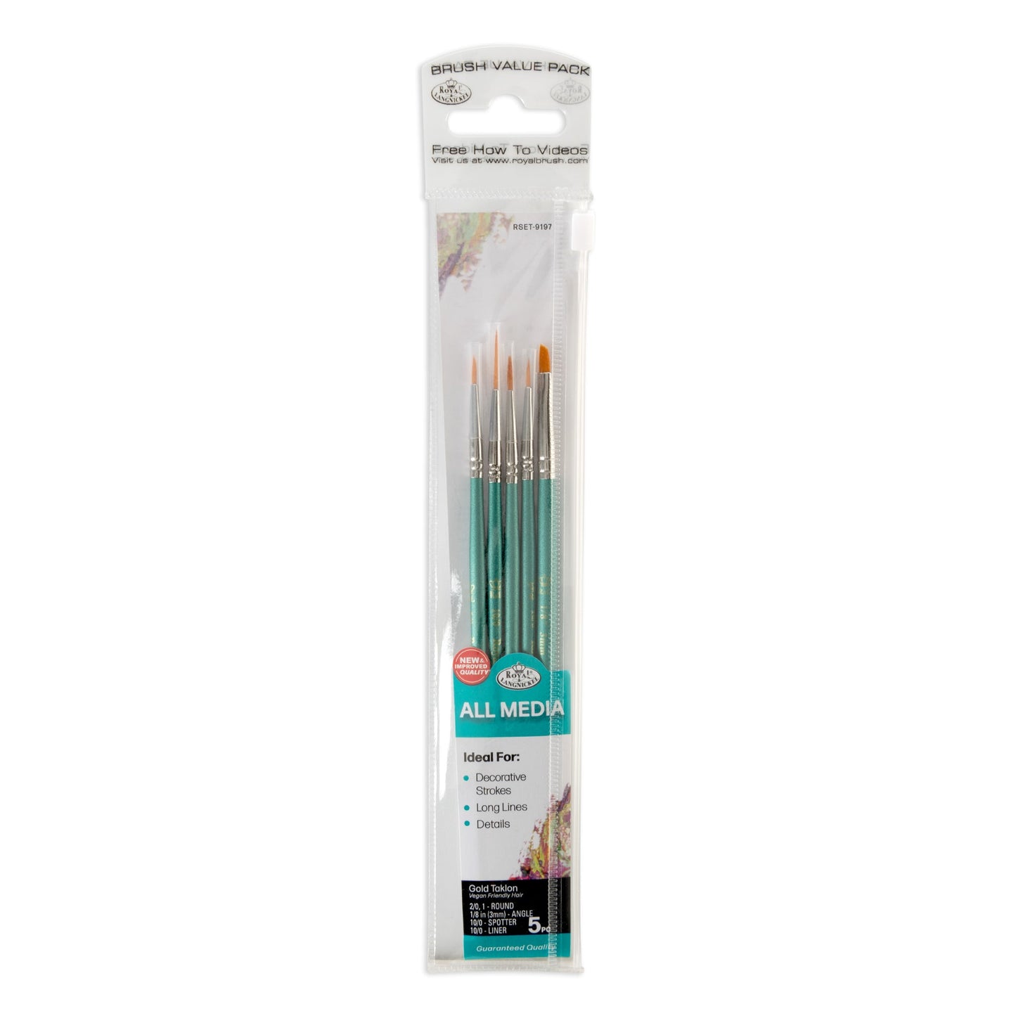 RSET-9197 | 5pc Golden Taklon Variety Brush Set