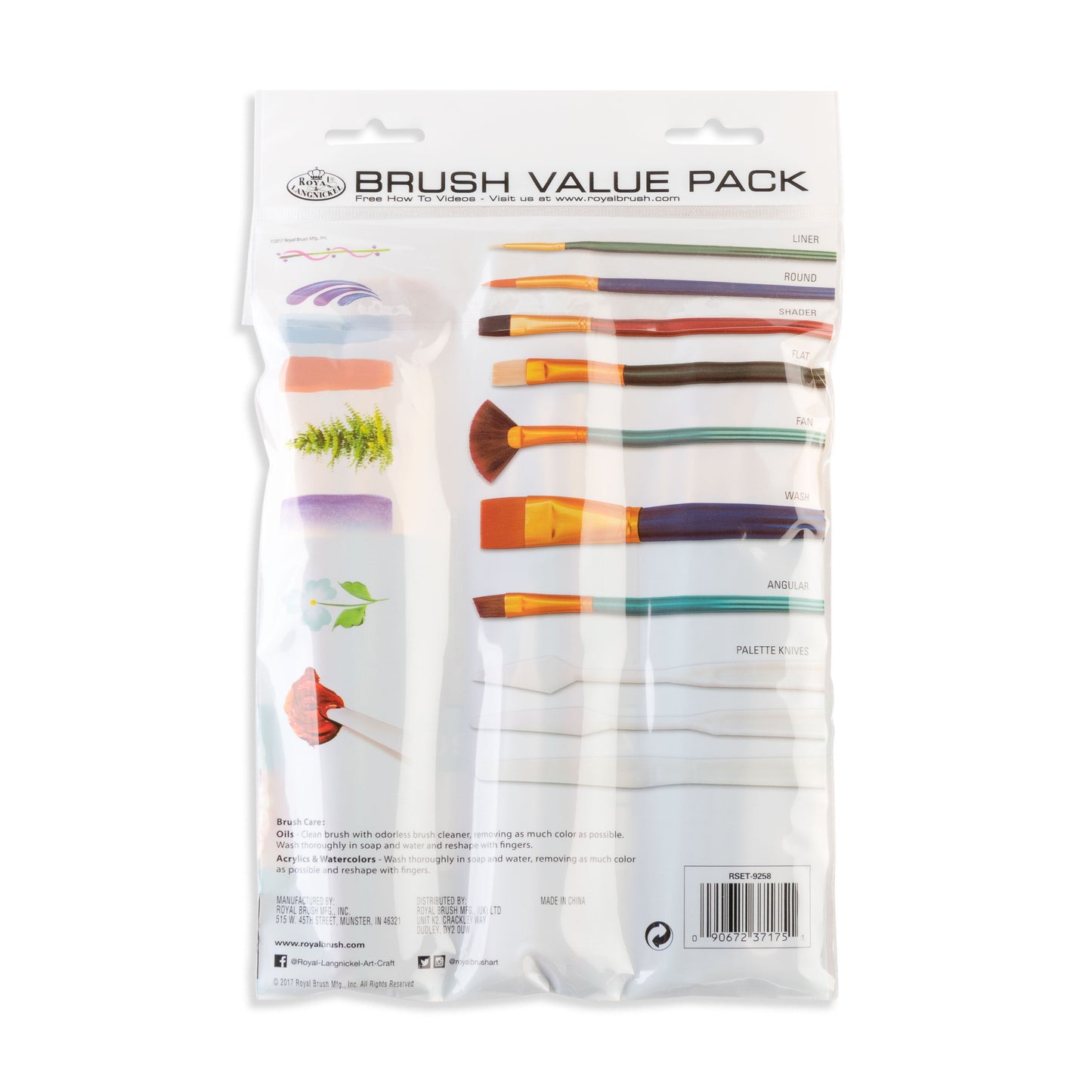 RSET-9258 - All Media 25pc Combo Variety Artist Brush Set packaging back