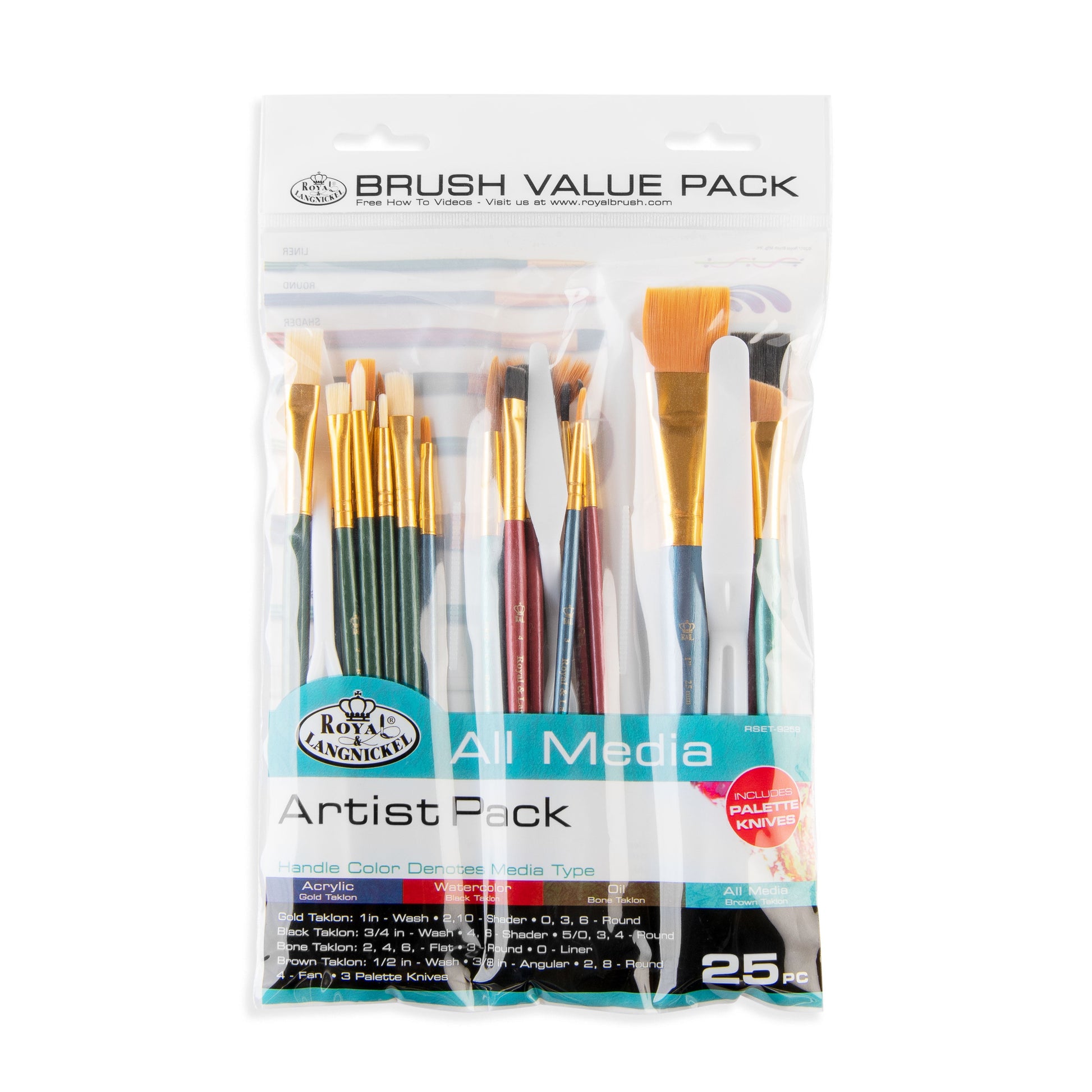 RSET-9258 - All Media 25pc Combo Variety Artist Brush Set packaging front