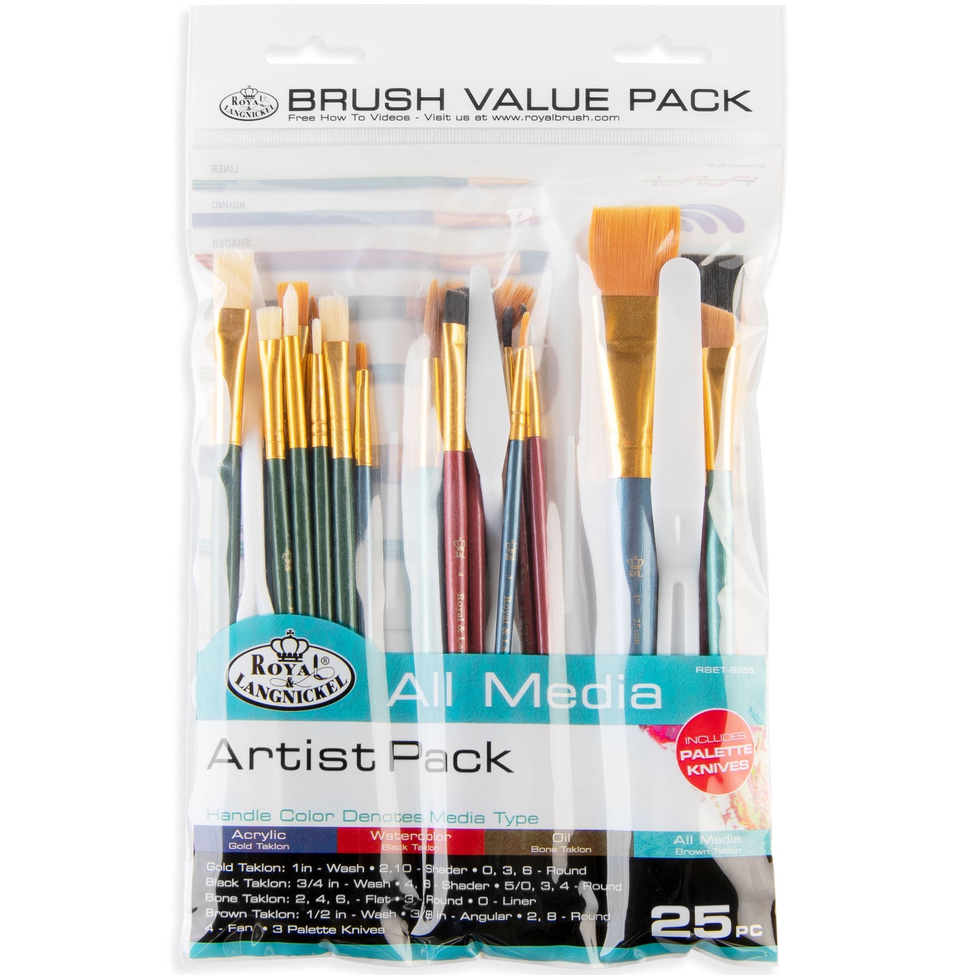 RSET-9258 - All Media 25pc Combo Variety Artist Brush Set packaging front