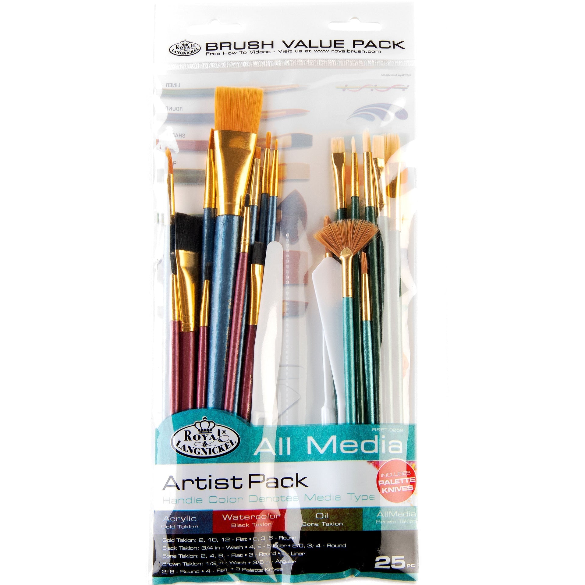 RSET-9259 - All Media 25pc Combo Variety Artist Brush Set packaging front