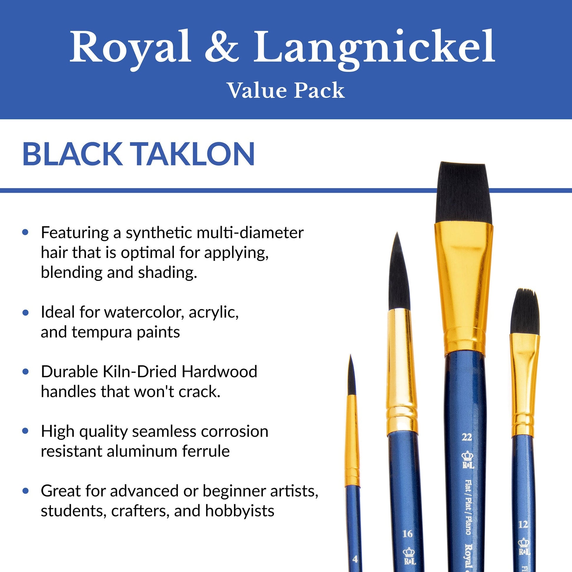 RSET-9301 - 12pc Black Taklon Long Handle Variety Brush Set infographic 1