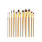 RSET-9303 - 12pc Brown Taklon Long Handle Variety Brush Set