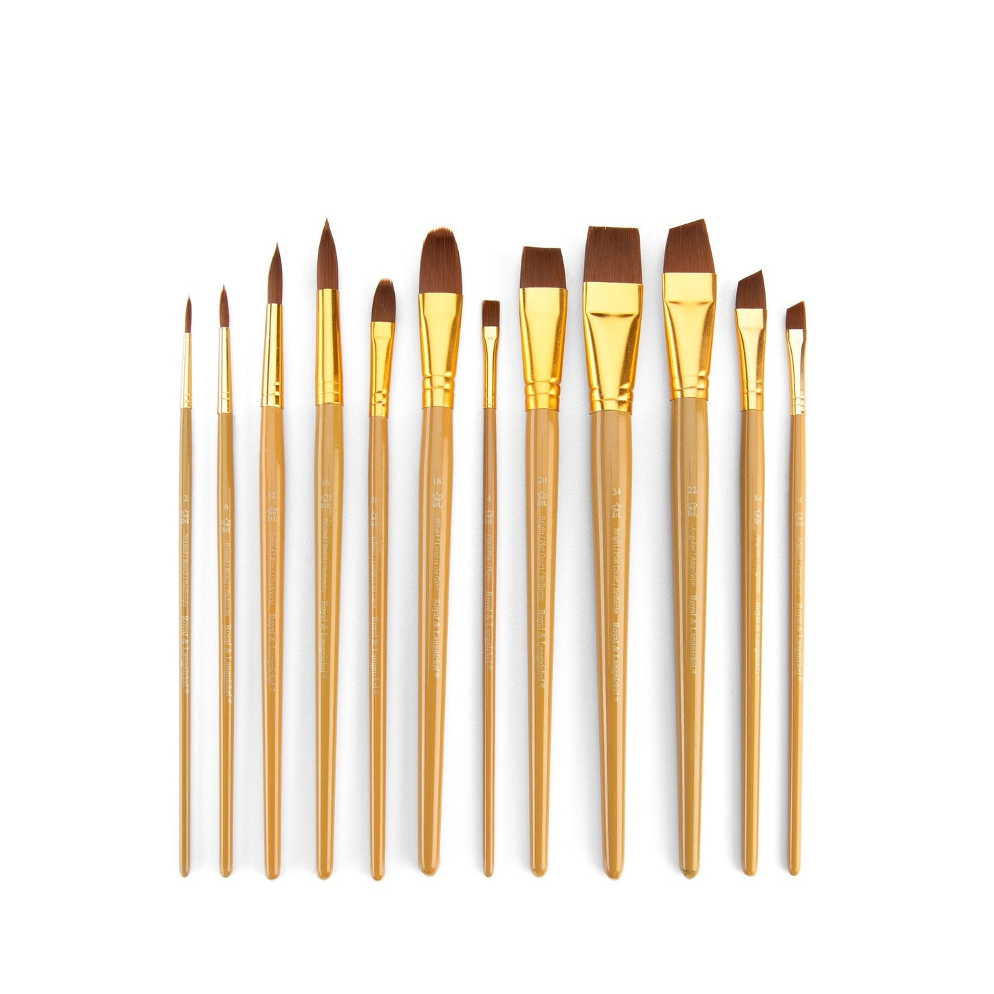 RSET-9303 - 12pc Brown Taklon Long Handle Variety Brush Set