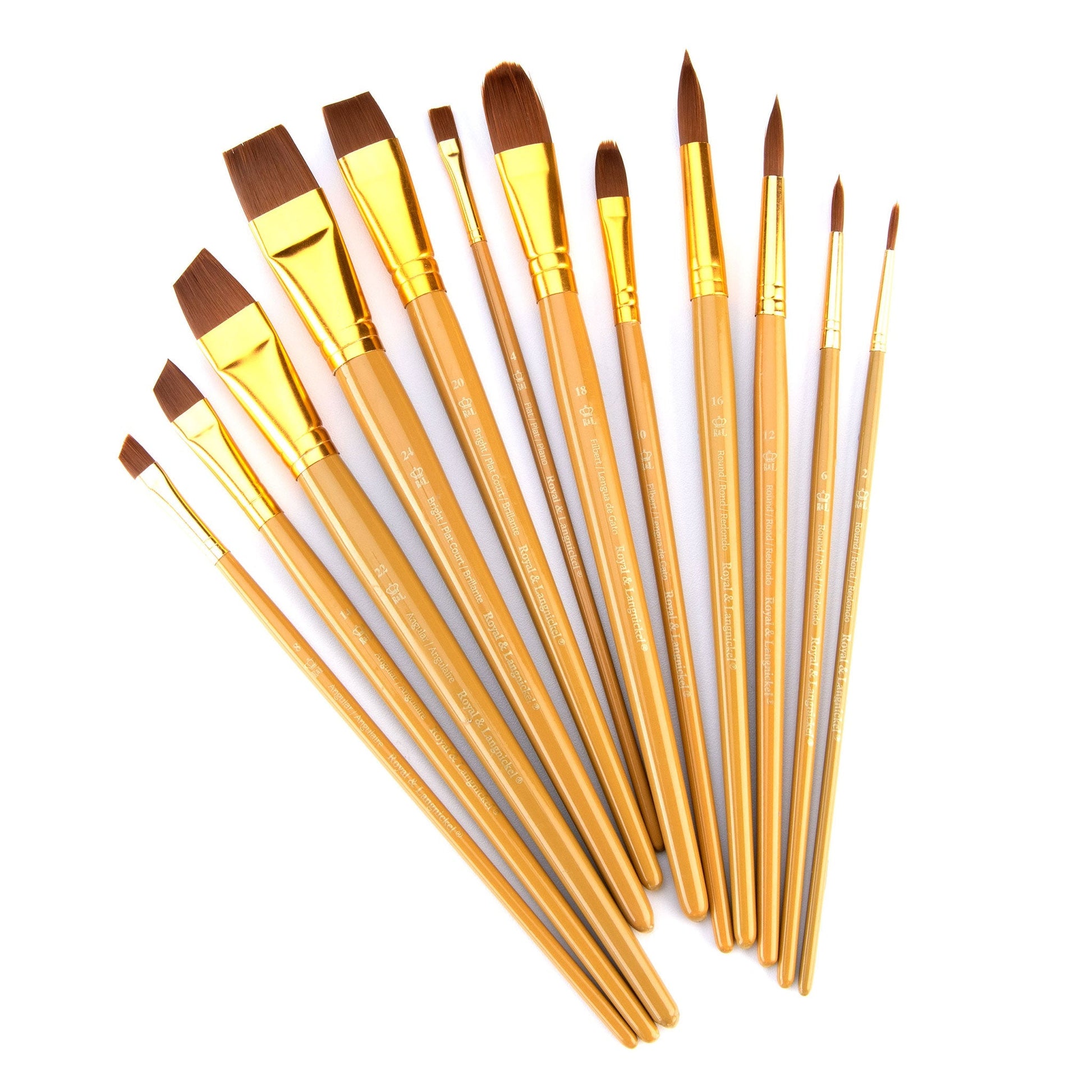 RSET-9303 - 12pc Brown Taklon Long Handle Variety Brush Set glam 4