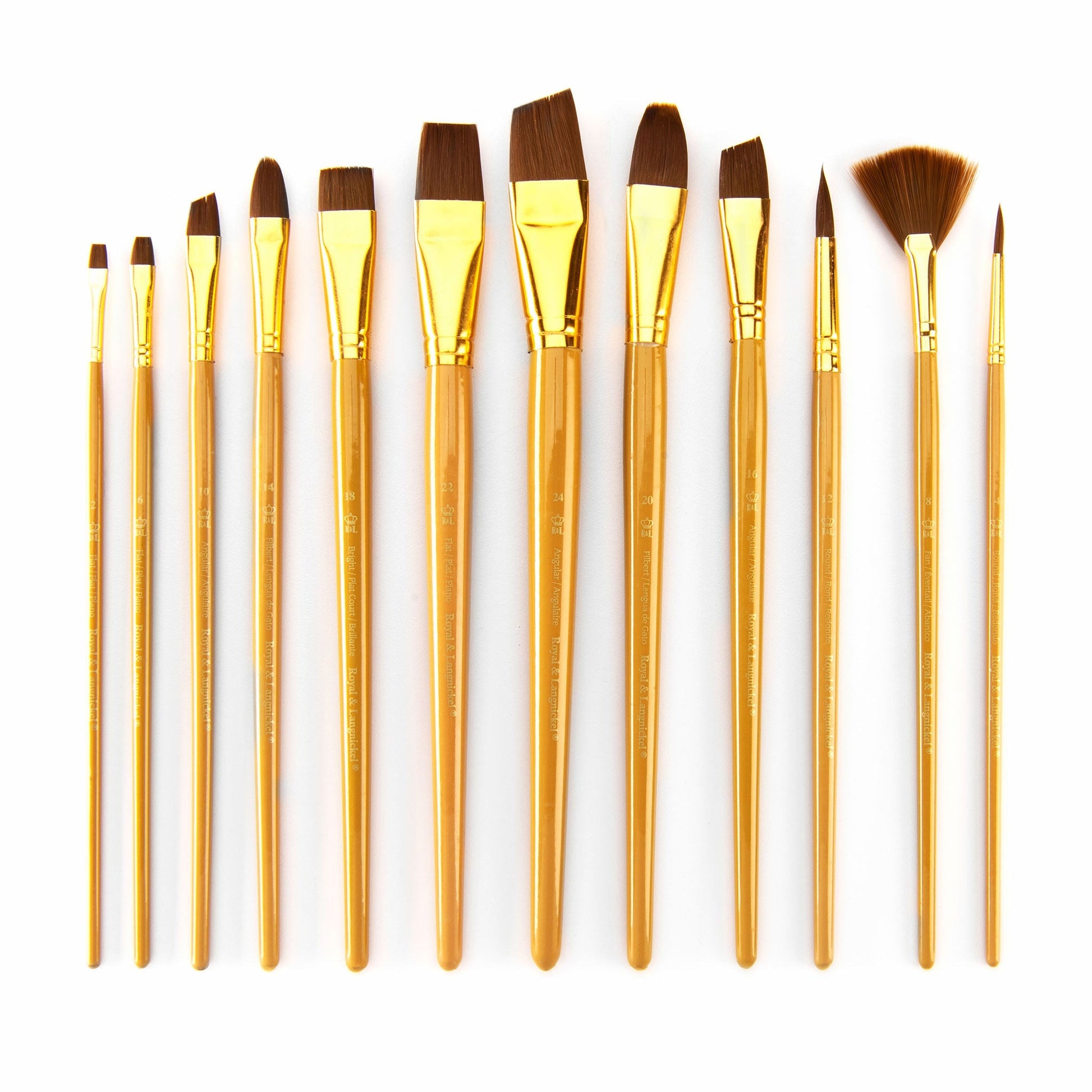 RSET-9304 - 12pc Brown Taklon Long Handle Variety Brush Set