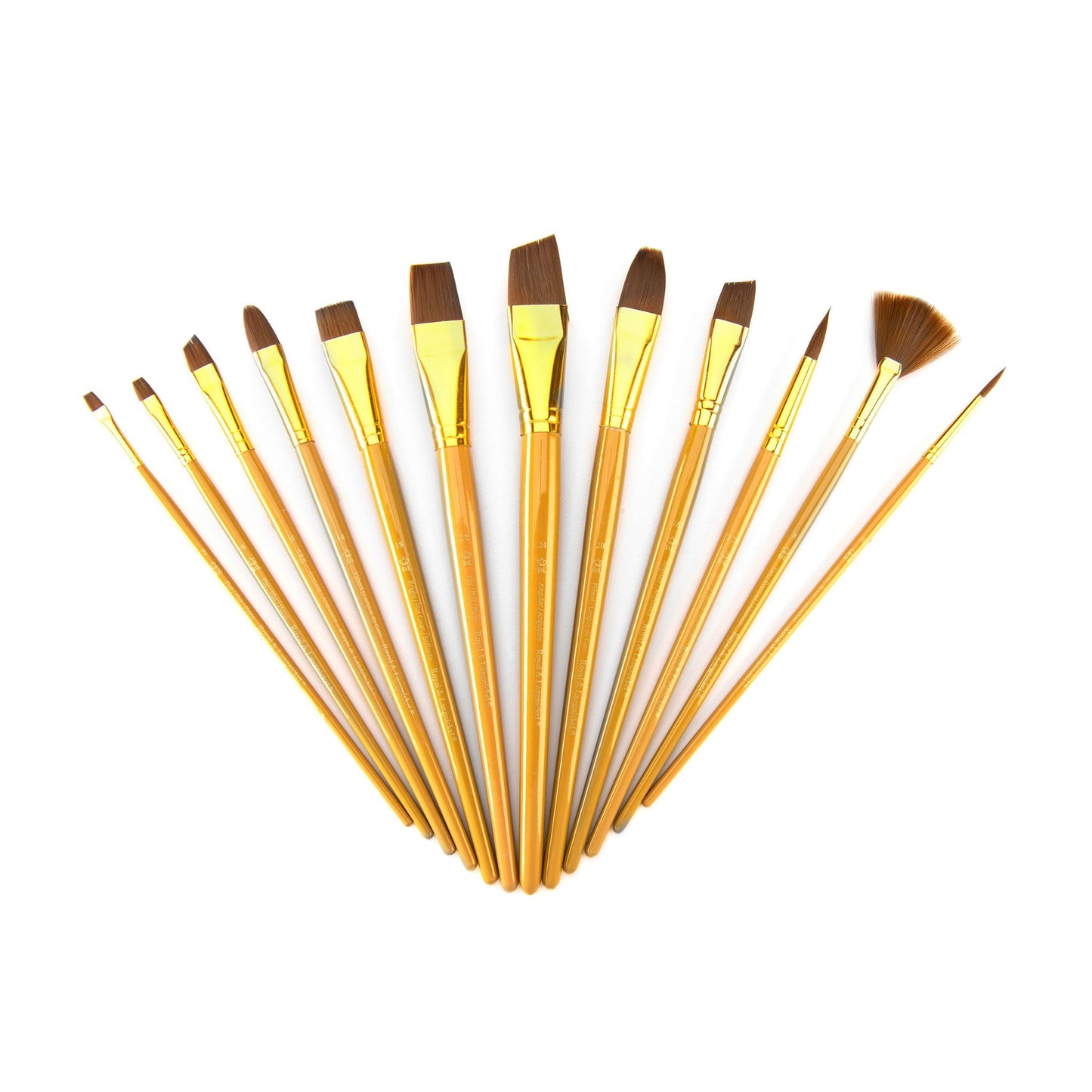 RSET-9304 - 12pc Brown Taklon Long Handle Variety Brush Set glam 3