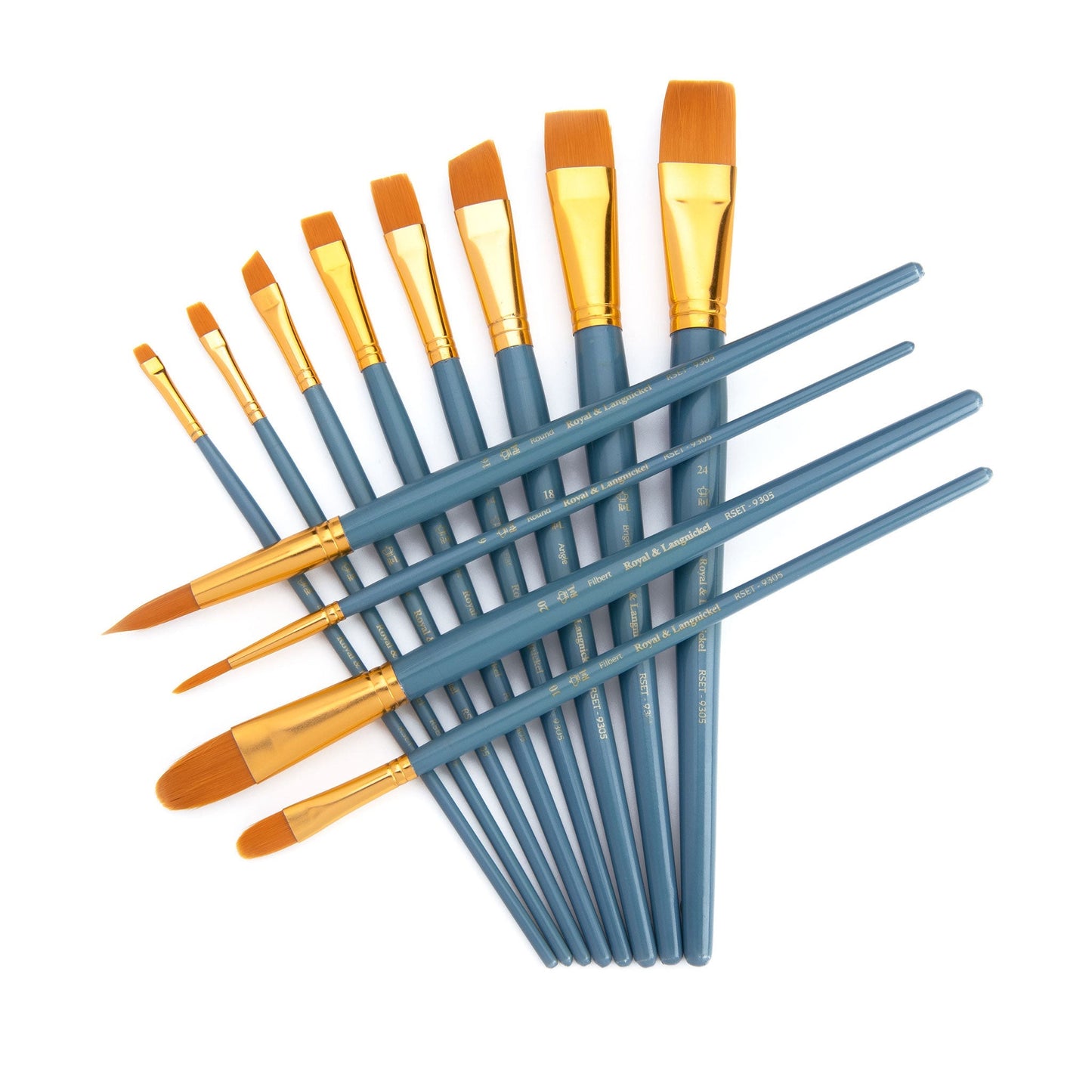 RSET-9305 - 12pc Golden Taklon Long Handle Variety Brush Set glam 4