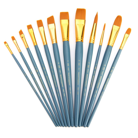 RSET-9305 - 12pc Golden Taklon Long Handle Variety Brush Set