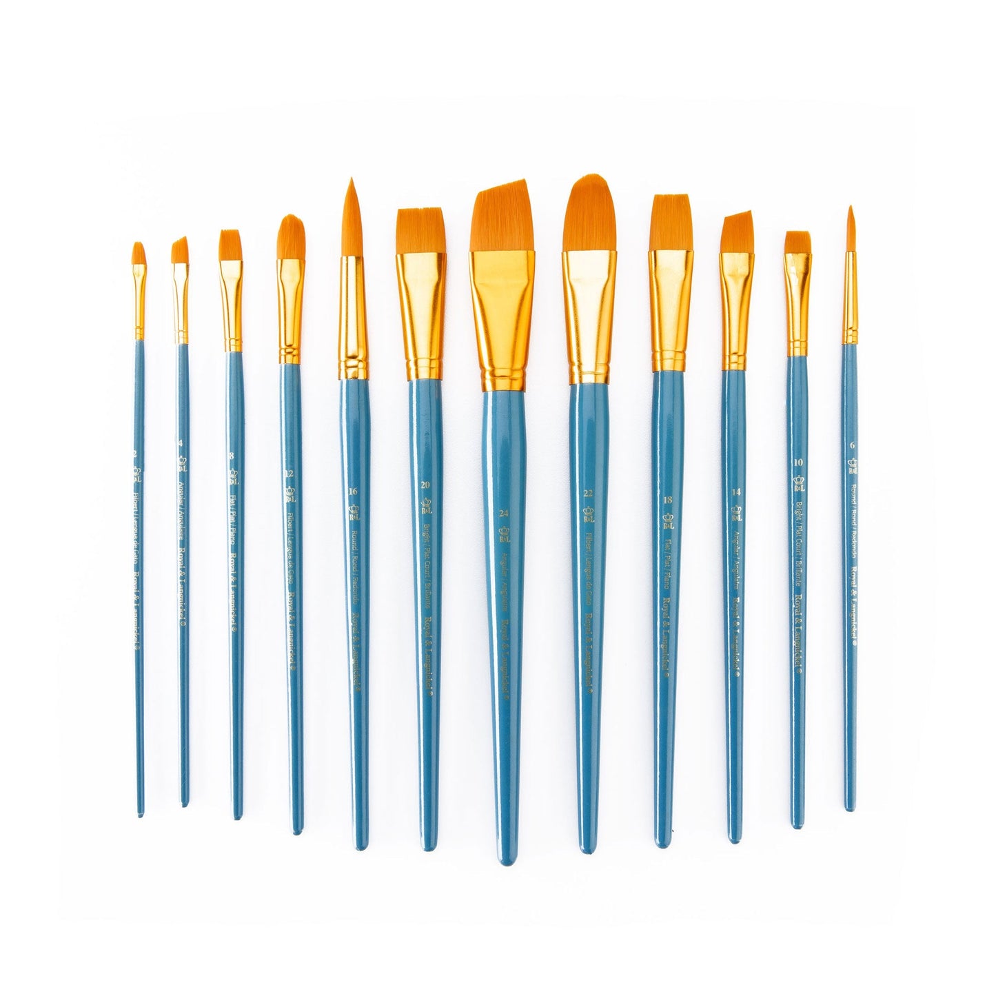 RSET-9306 - 12pc Golden Taklon Long Handle Variety Brush Set