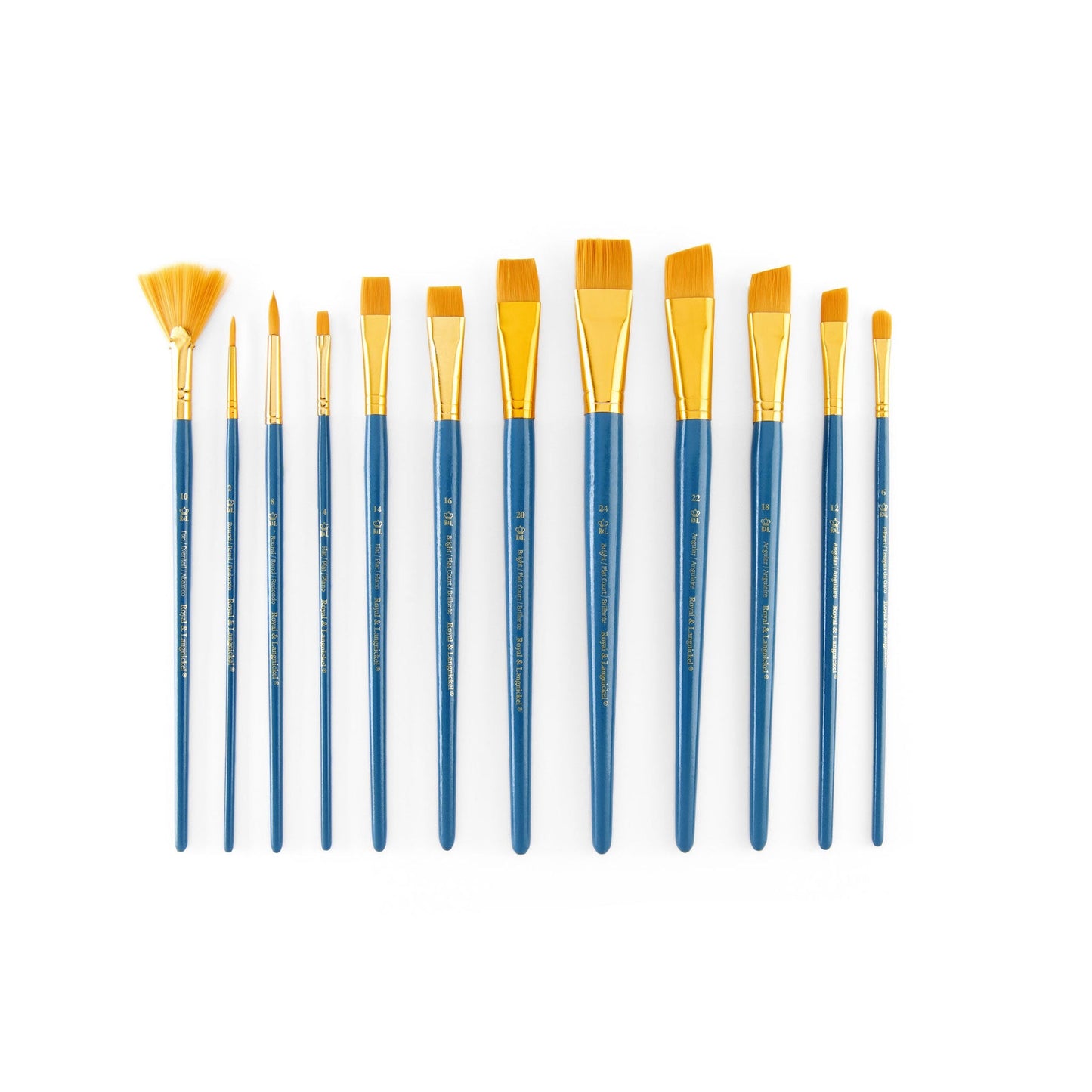 RSET-9307 - 12pc Golden Taklon Long Handle Variety Brush Set