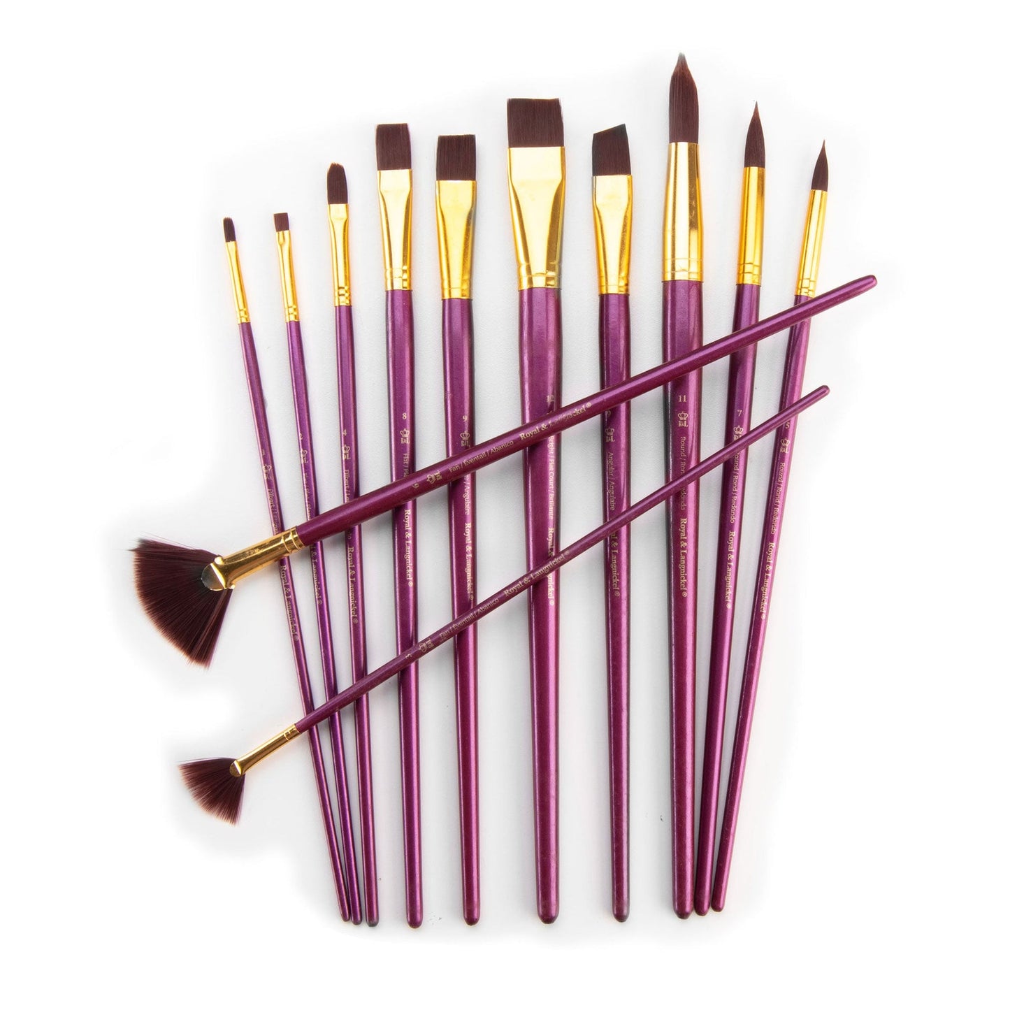RSET-9314 - 12pc Burgundy Taklon Long Handle Variety Brush Set glam 3