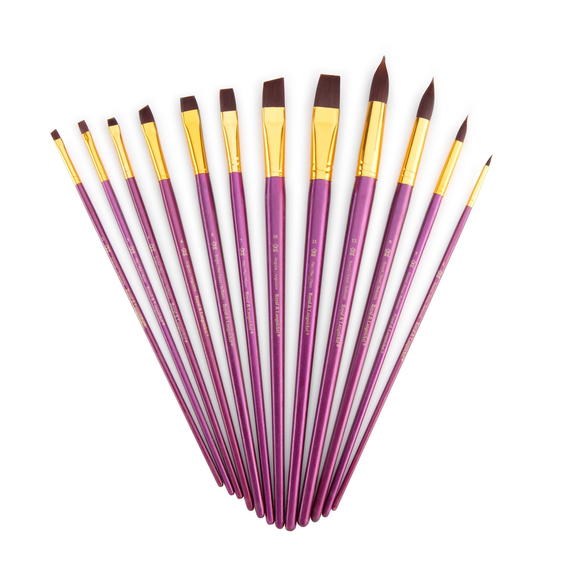 RSET-9315 - 12pc Burgundy Taklon Long Handle Variety Brush Set glam 3