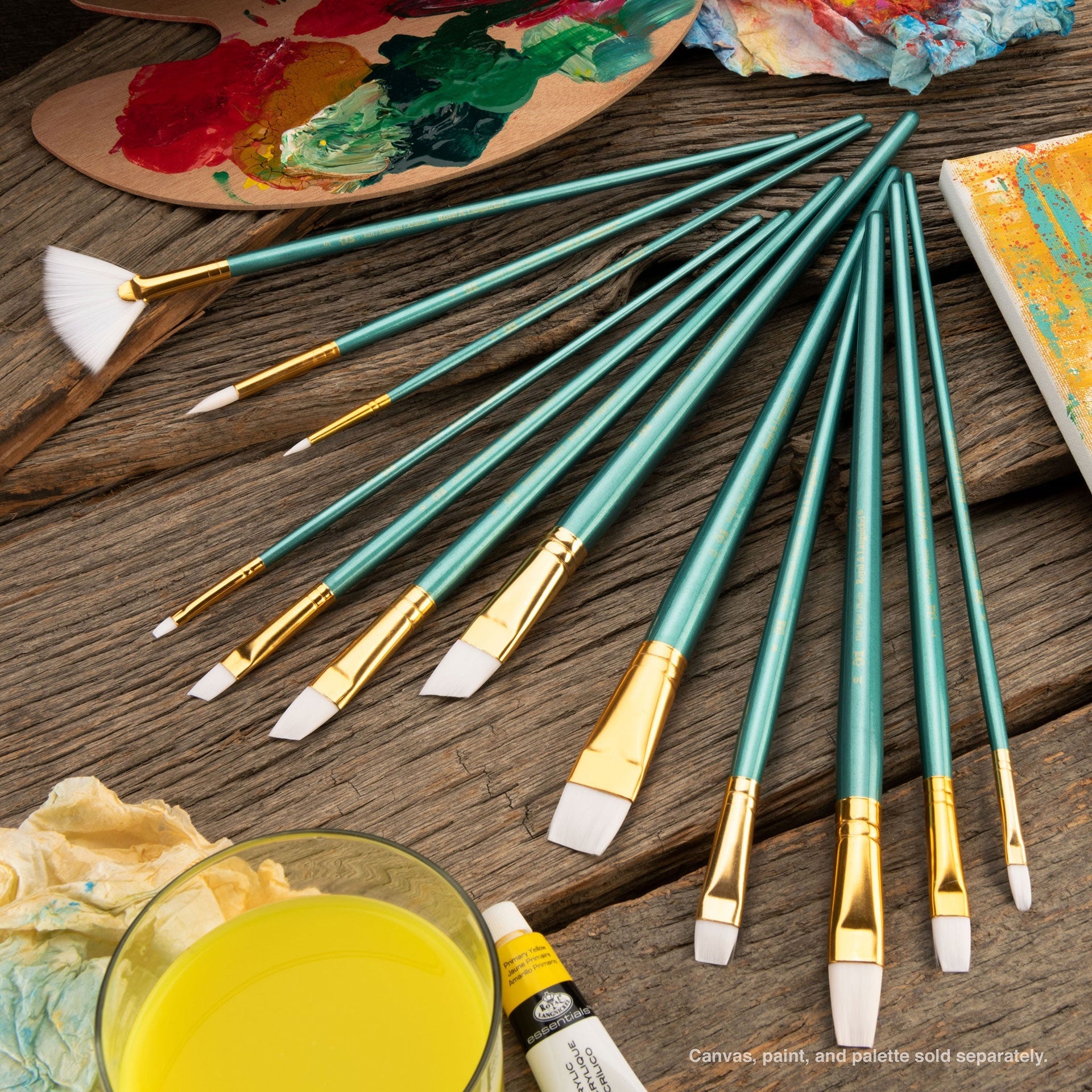RSET-9316 | 12pc White Taklon Long Handle Variety Brush Set