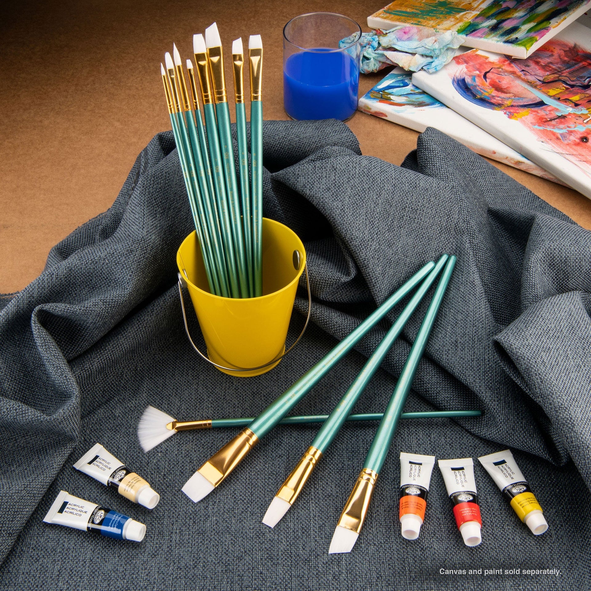 RSET-9316 | 12pc White Taklon Long Handle Variety Brush Set