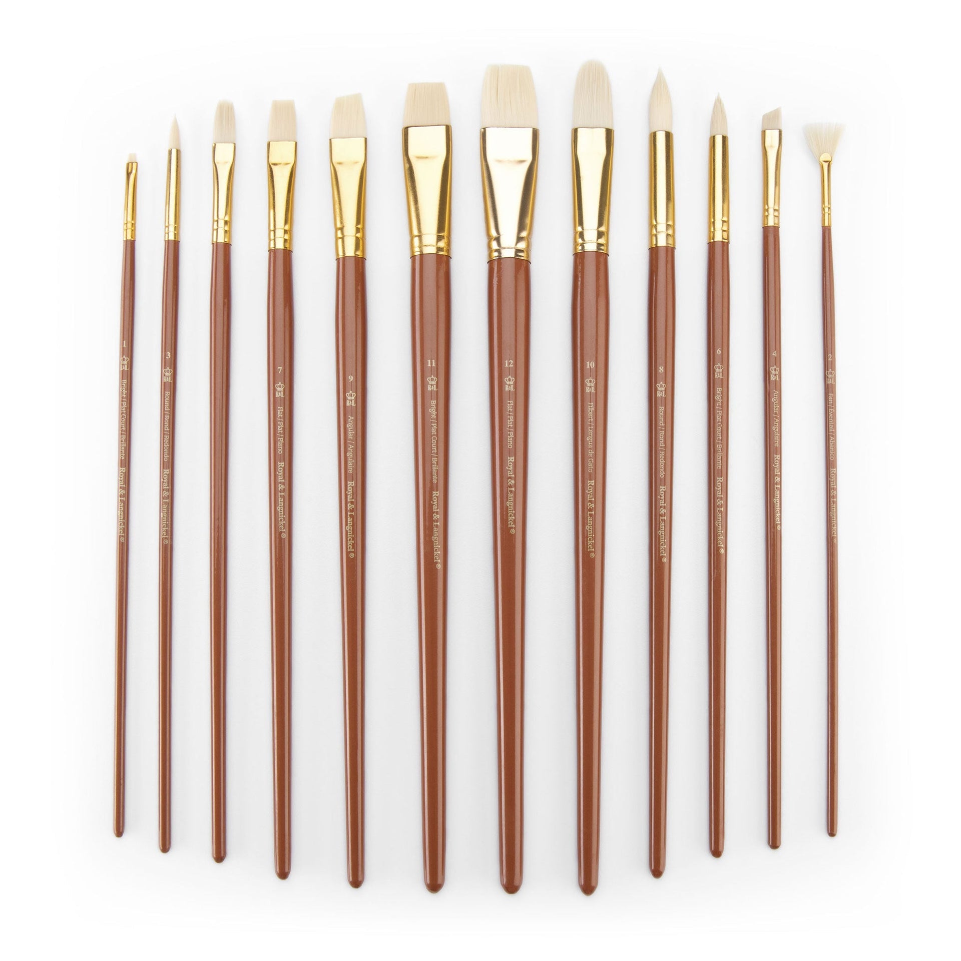 RSET-9317 - 12pc Bone Taklon Long Handle Variety Brush Set