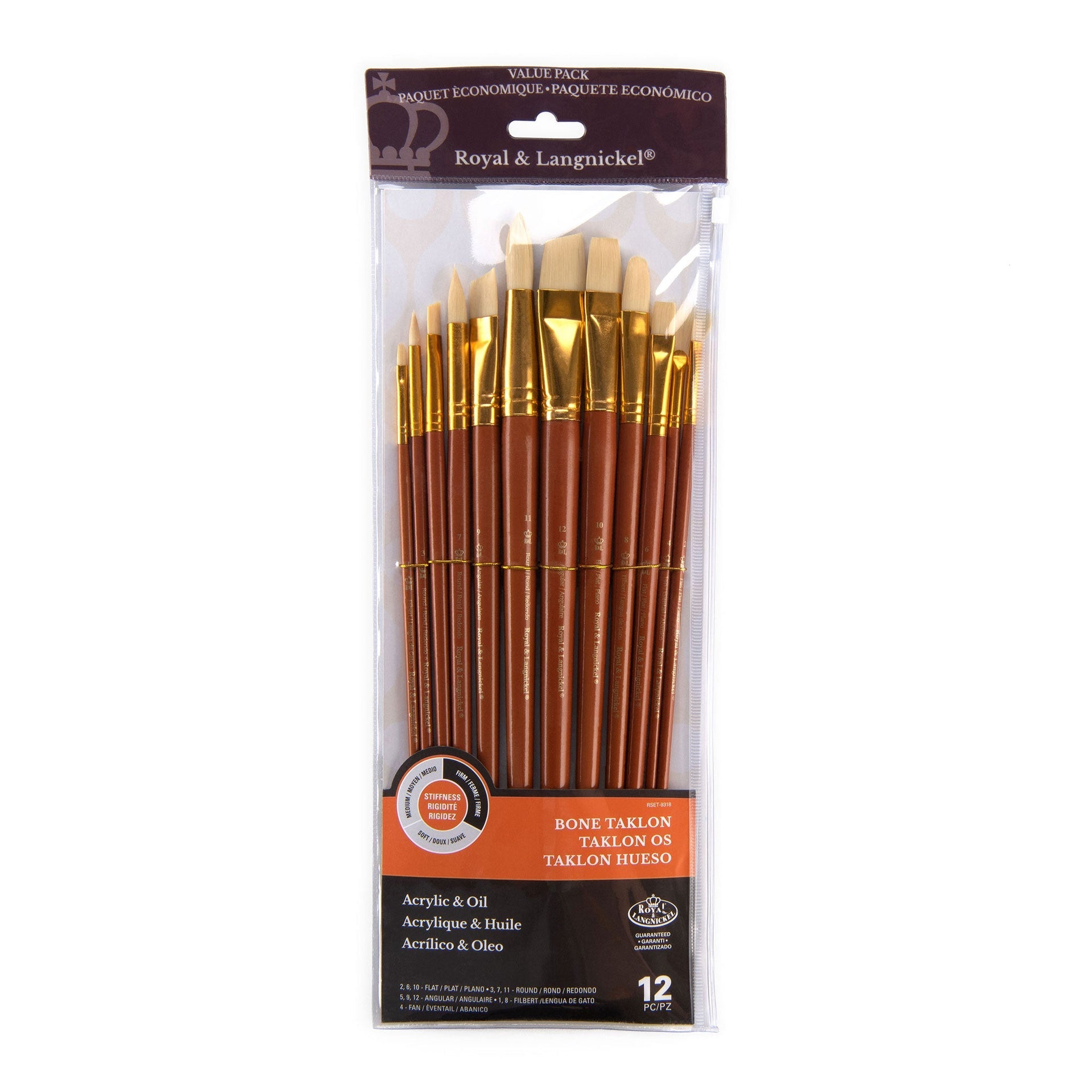 RSET-9318 | 12pc Bone Taklon Long Handle Variety Brush Set – Royal