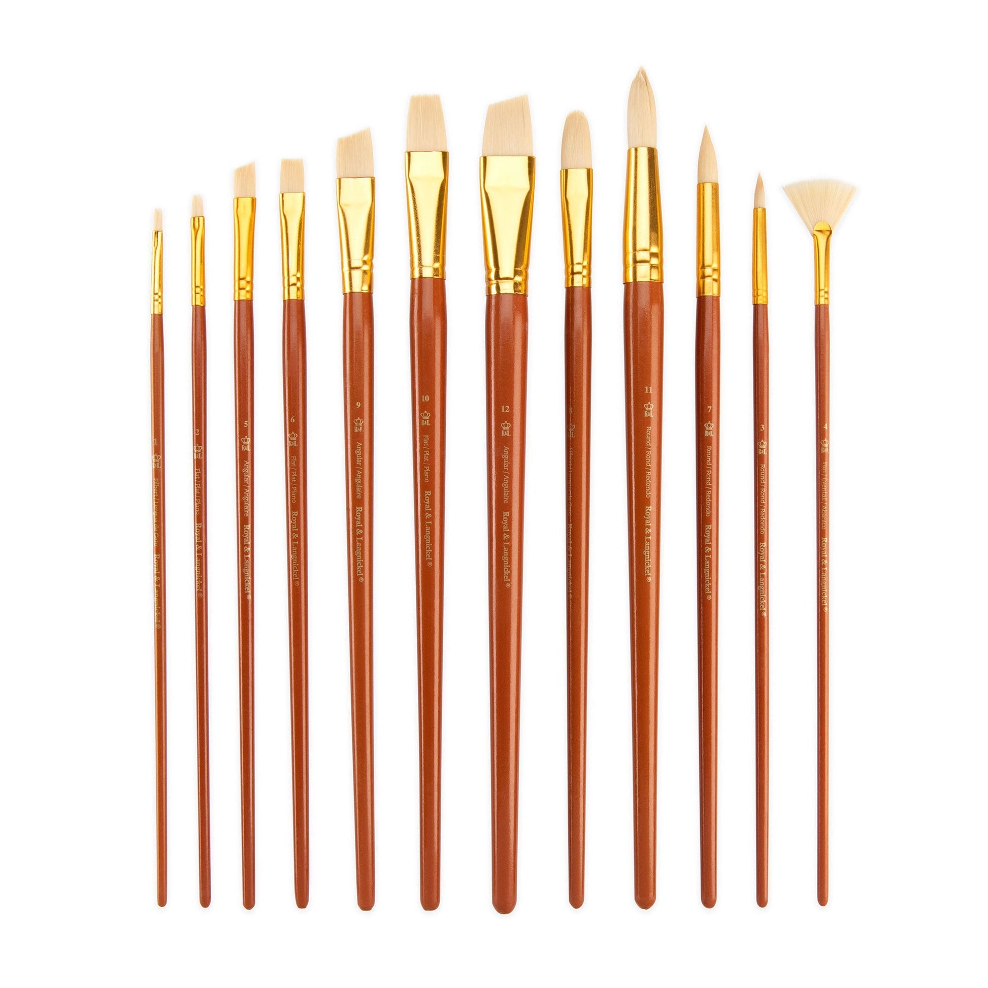 RSET-9318 - 12pc Bone Taklon Long Handle Variety Brush Set