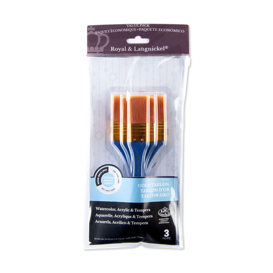 RSET-9352 - 3pc Golden Taklon Flat Large Area Brush Set packaging front