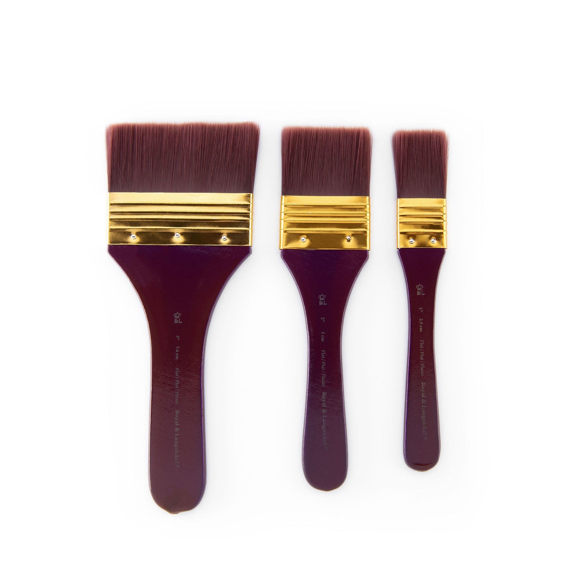 RSET-9353 - 3pc Burgundy Taklon Flat Large Area Brush Set