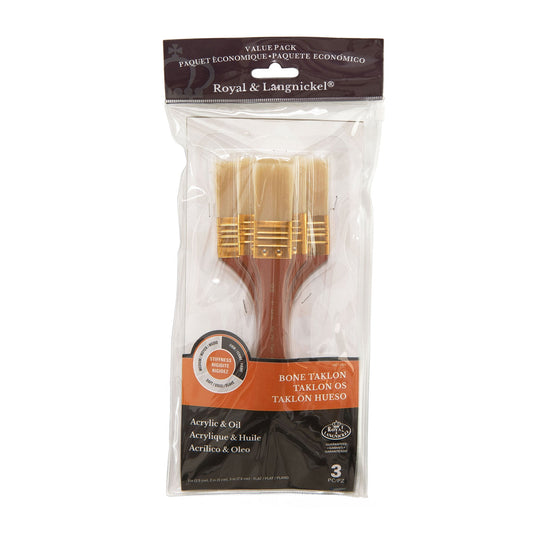 RSET-9354 - 3pc Bone Taklon Flat Large Area Brush Set packaging front