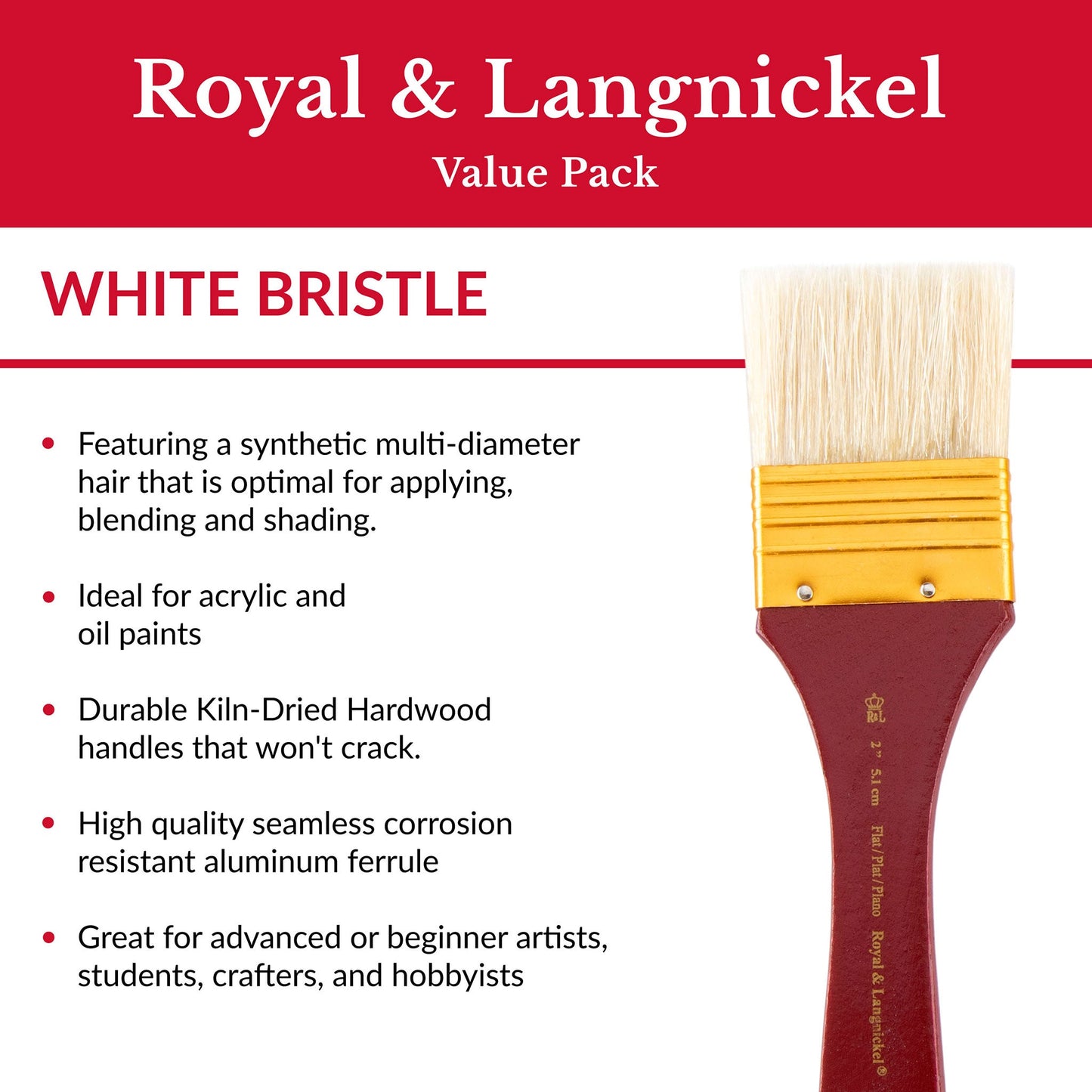 RSET-9355 - 3pc White Bristle Large Area Flat Brush Set infographic 1