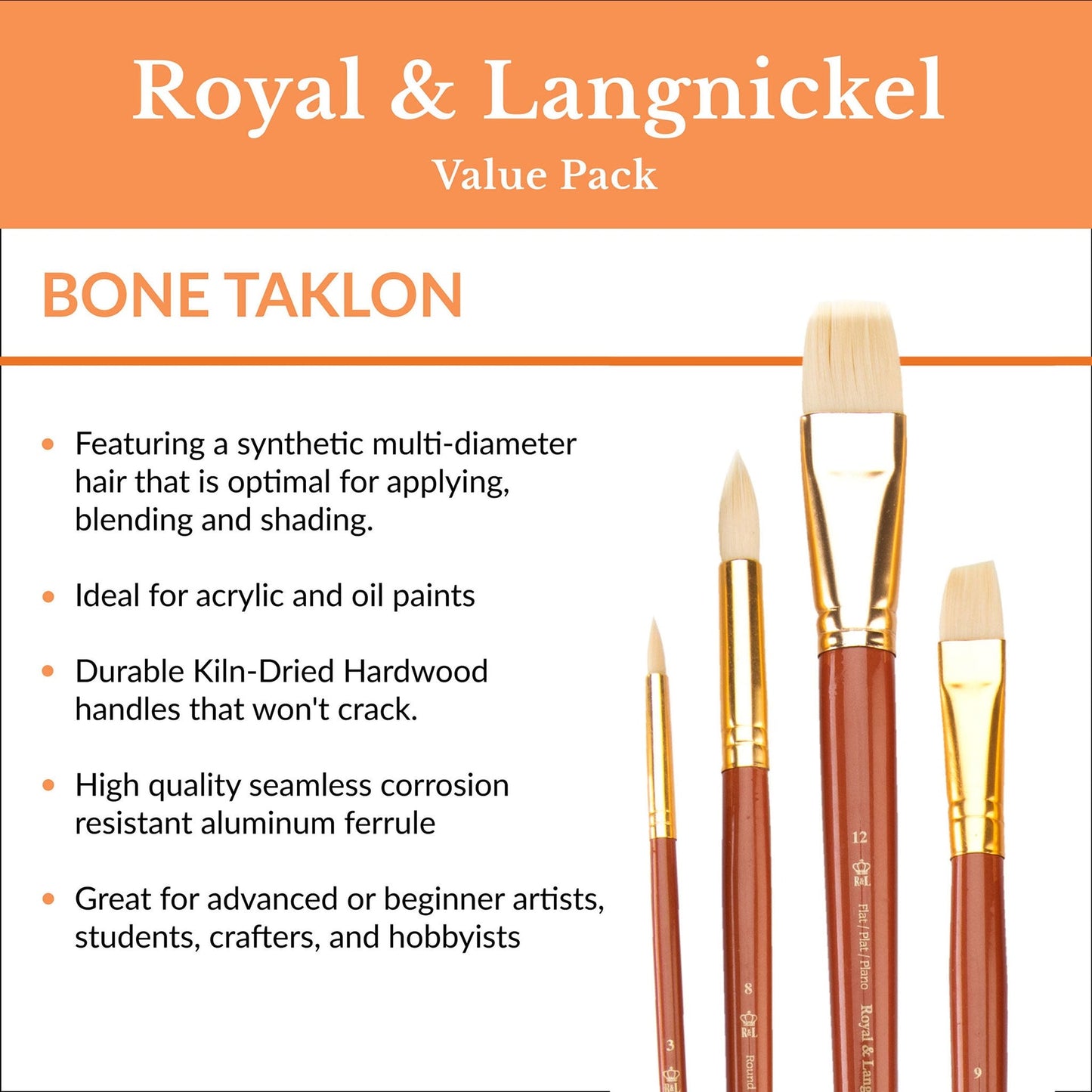RSET-9381 - 25pc Bone Taklon Variety Brush Set infographic 1