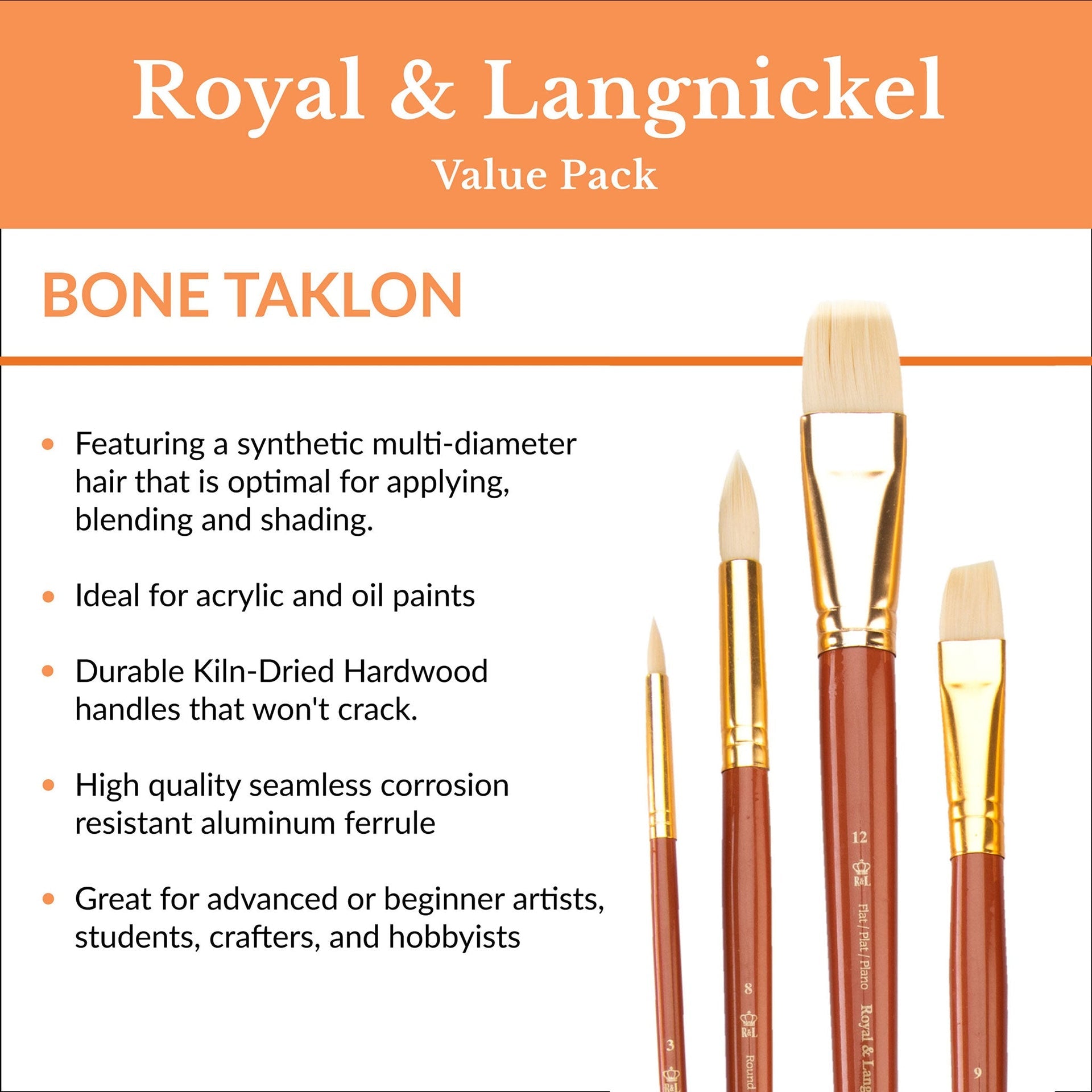 RSET-9381 - 25pc Bone Taklon Variety Brush Set infographic 1