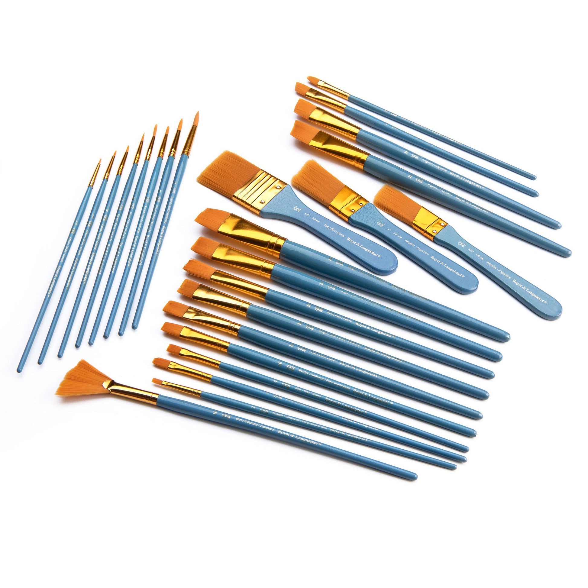 RSET-9382 - 25pc Golden Taklon Long Handle Variety Brush Set glam 5