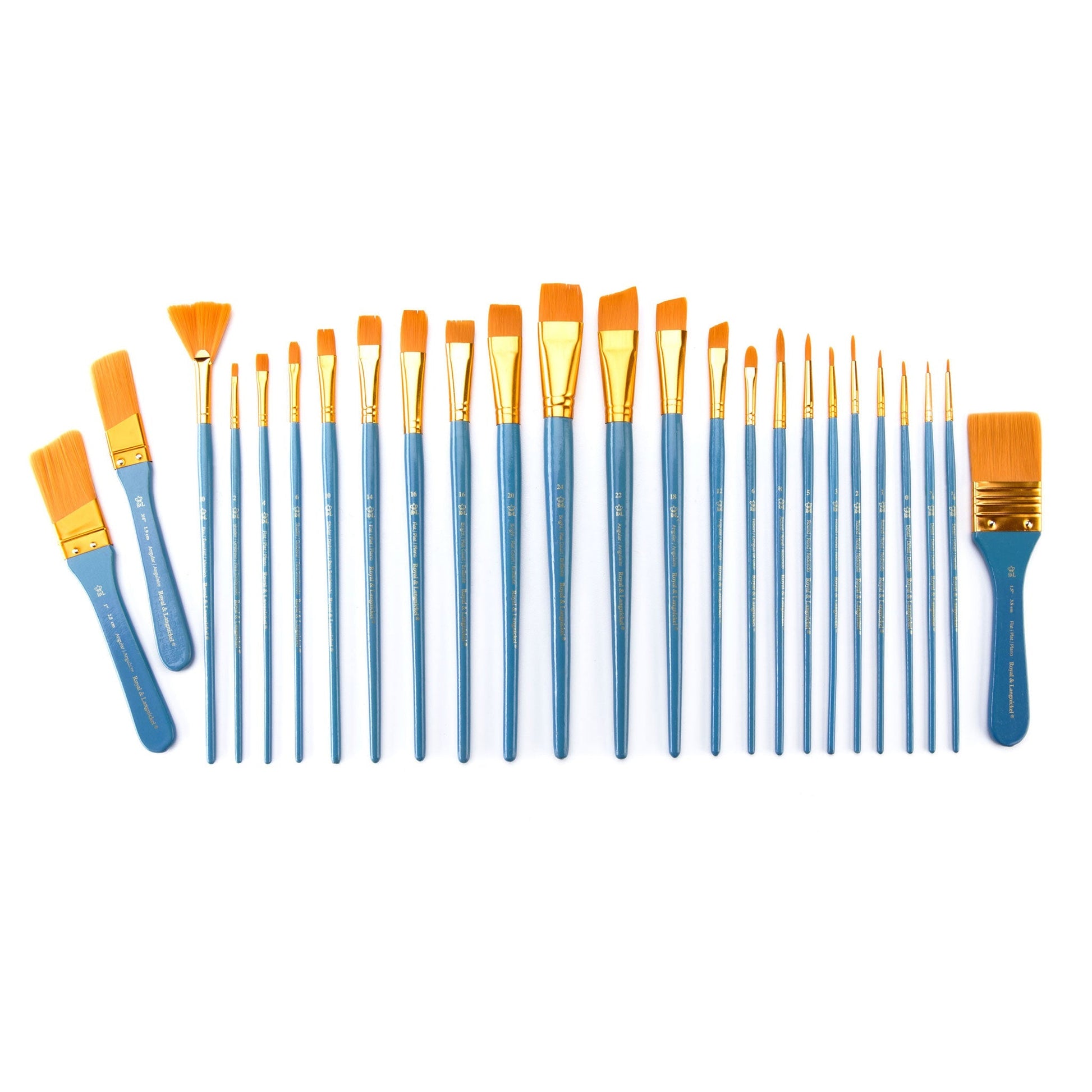 RSET-9382 - 25pc Golden Taklon Long Handle Variety Brush Set