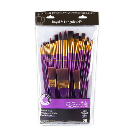 RSET-9386 - 25pc Burgundy Taklon Variety Brush Set packaging front