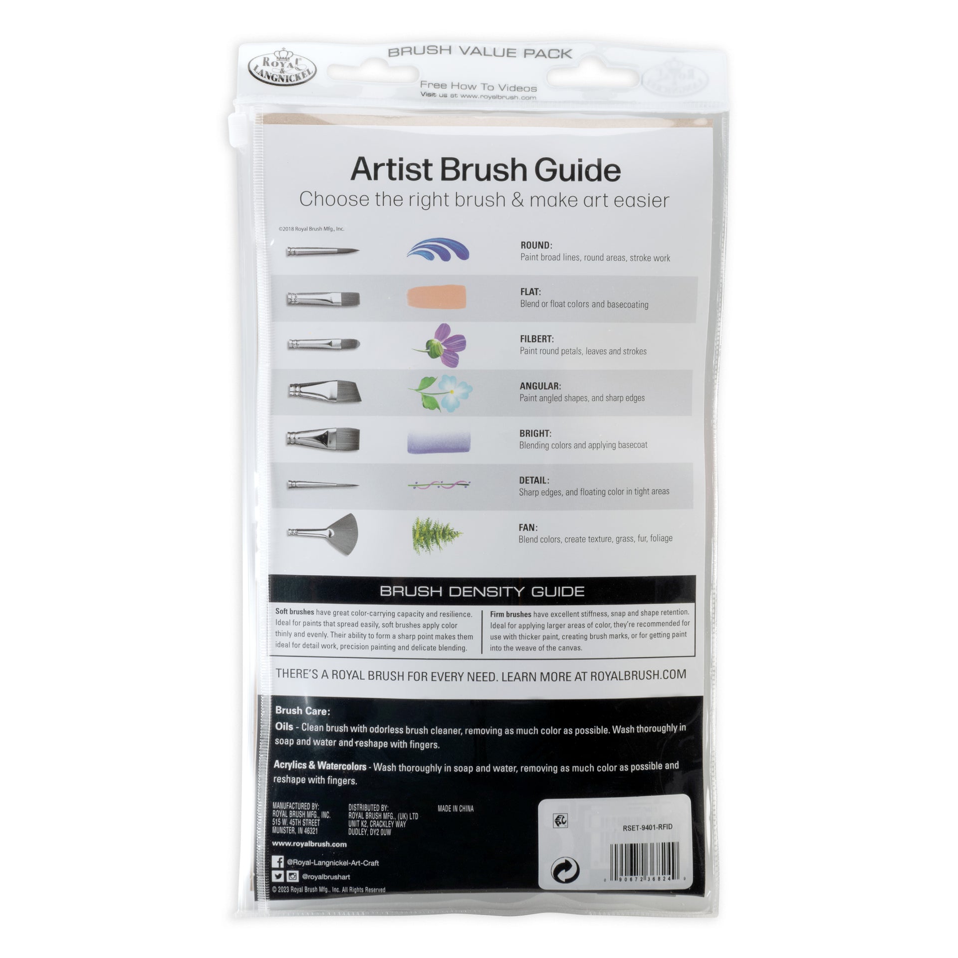 RSET-9401 | Acrylic 15pc Golden Taklon Variety Brush Set – Royal