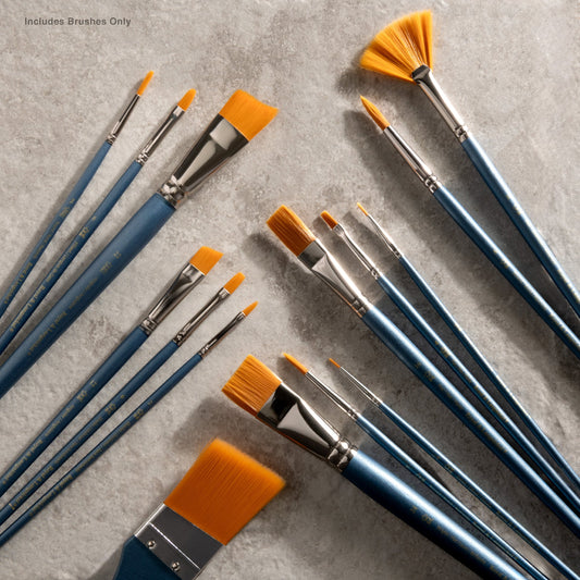 RSET-9401 | Acrylic 15pc Golden Taklon Variety Brush Set