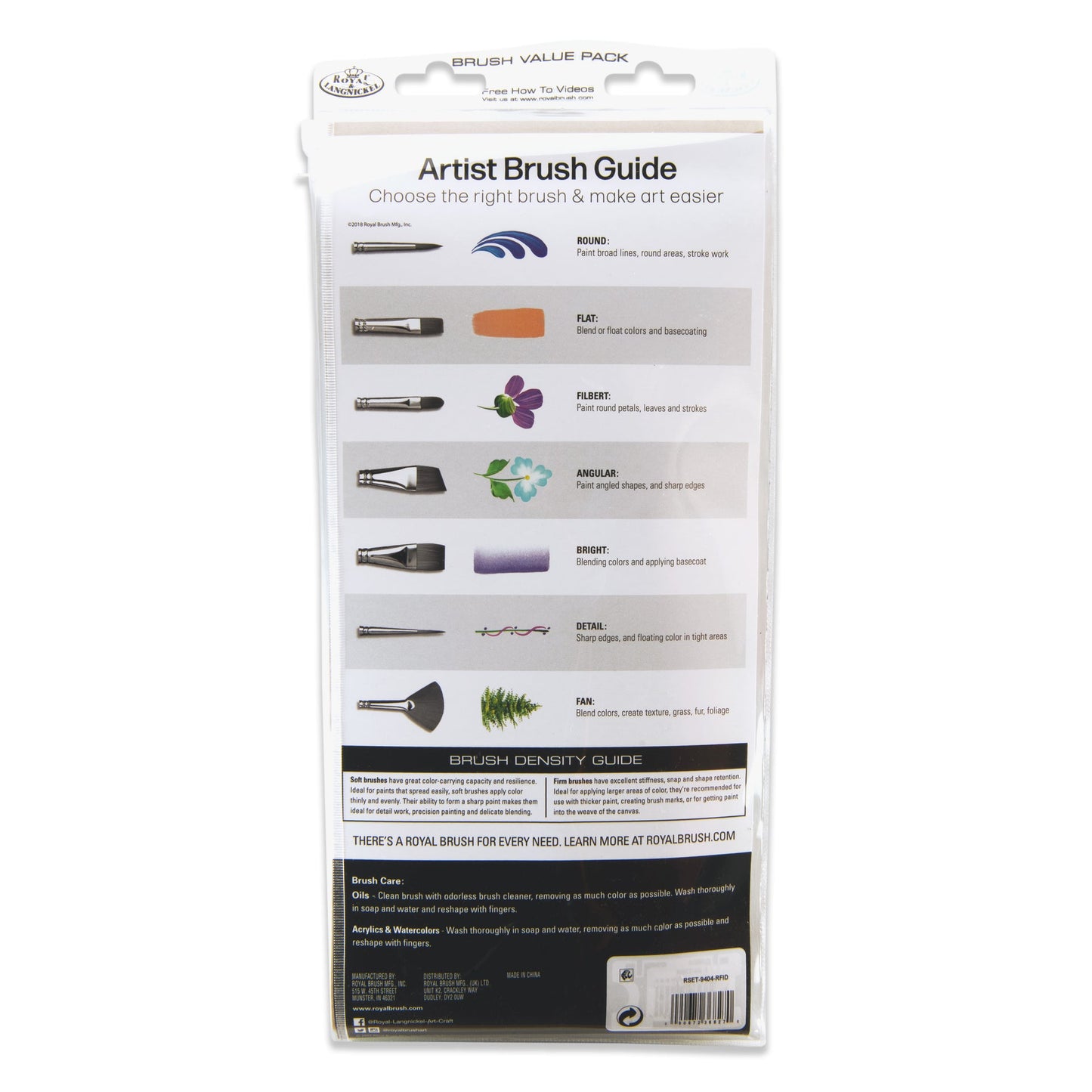 RSET-9404 | 15pc Brown Taklon Long Handle Variety Brush Set
