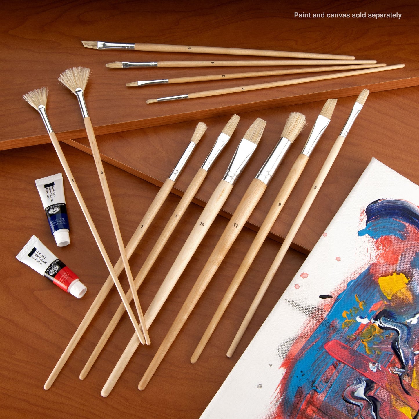 RSET-9600 | 12pc White Bristle Long Handle Variety Brush Set