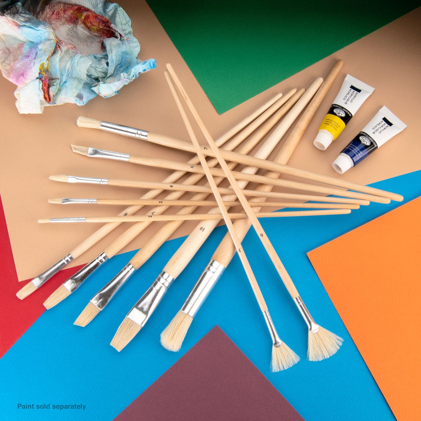 RSET-9600 | 12pc White Bristle Long Handle Variety Brush Set