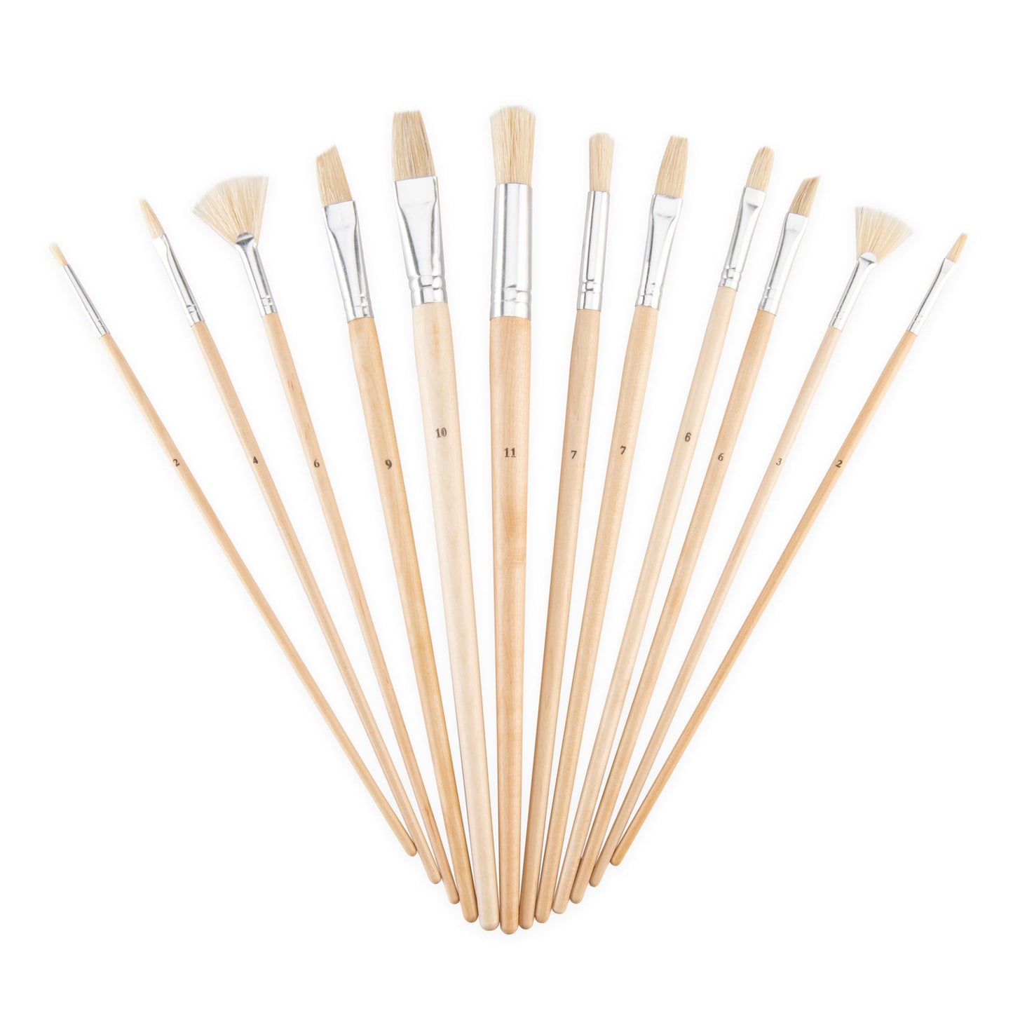RSET-9600 | 12pc White Bristle Long Handle Variety Brush Set