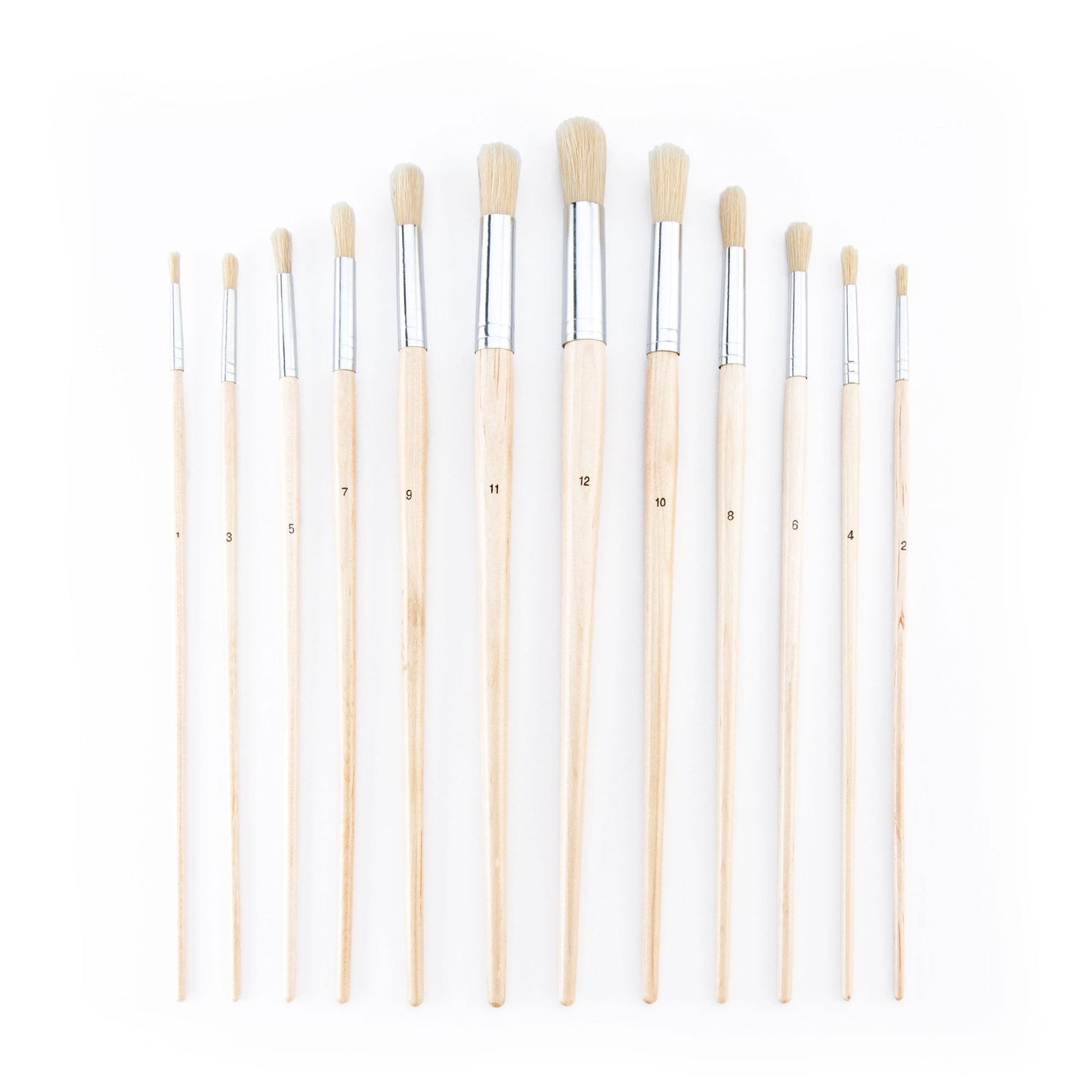 RSET-9602 - 12pc Stiff White Bristle Round Brush Set