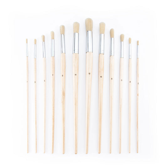 RSET-9602 - 12pc Stiff White Bristle Round Brush Set