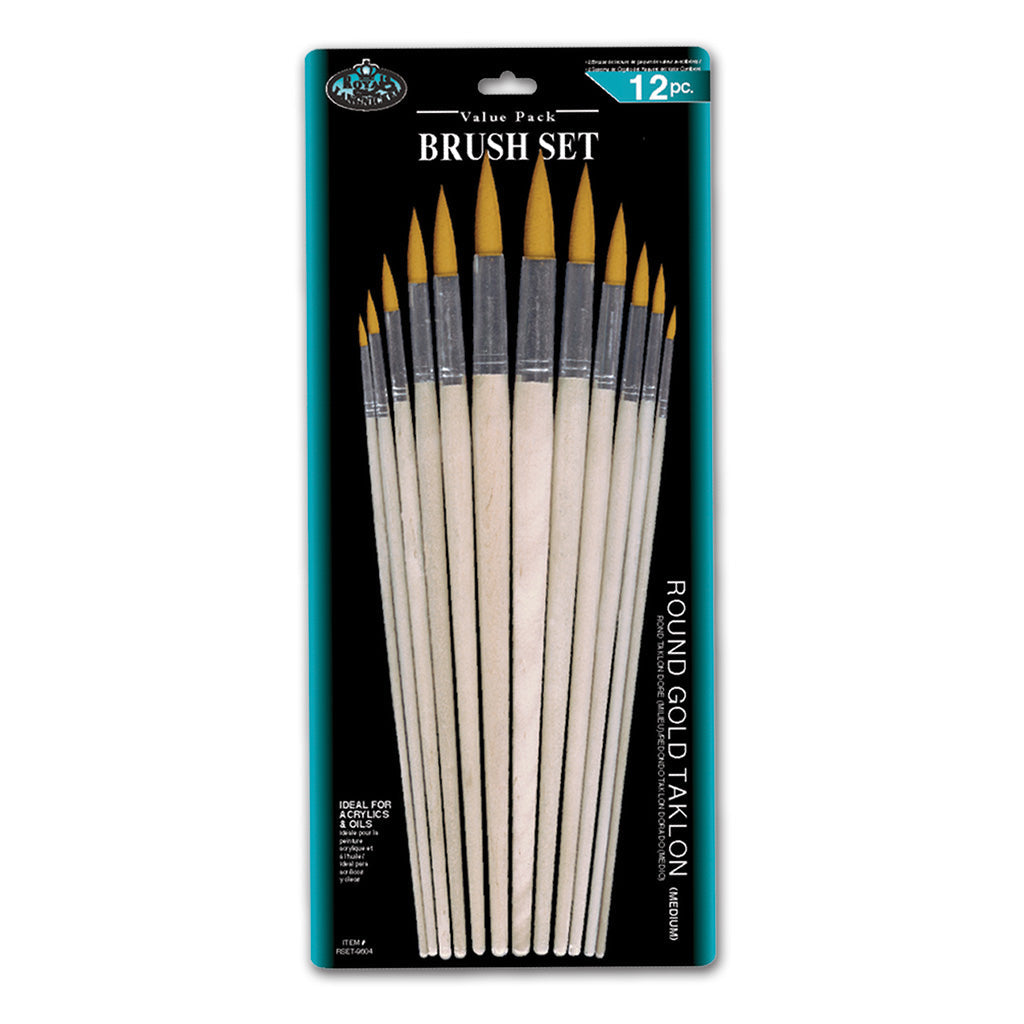 RSET-9604 - 12pc Golden Taklon Round Brush Set