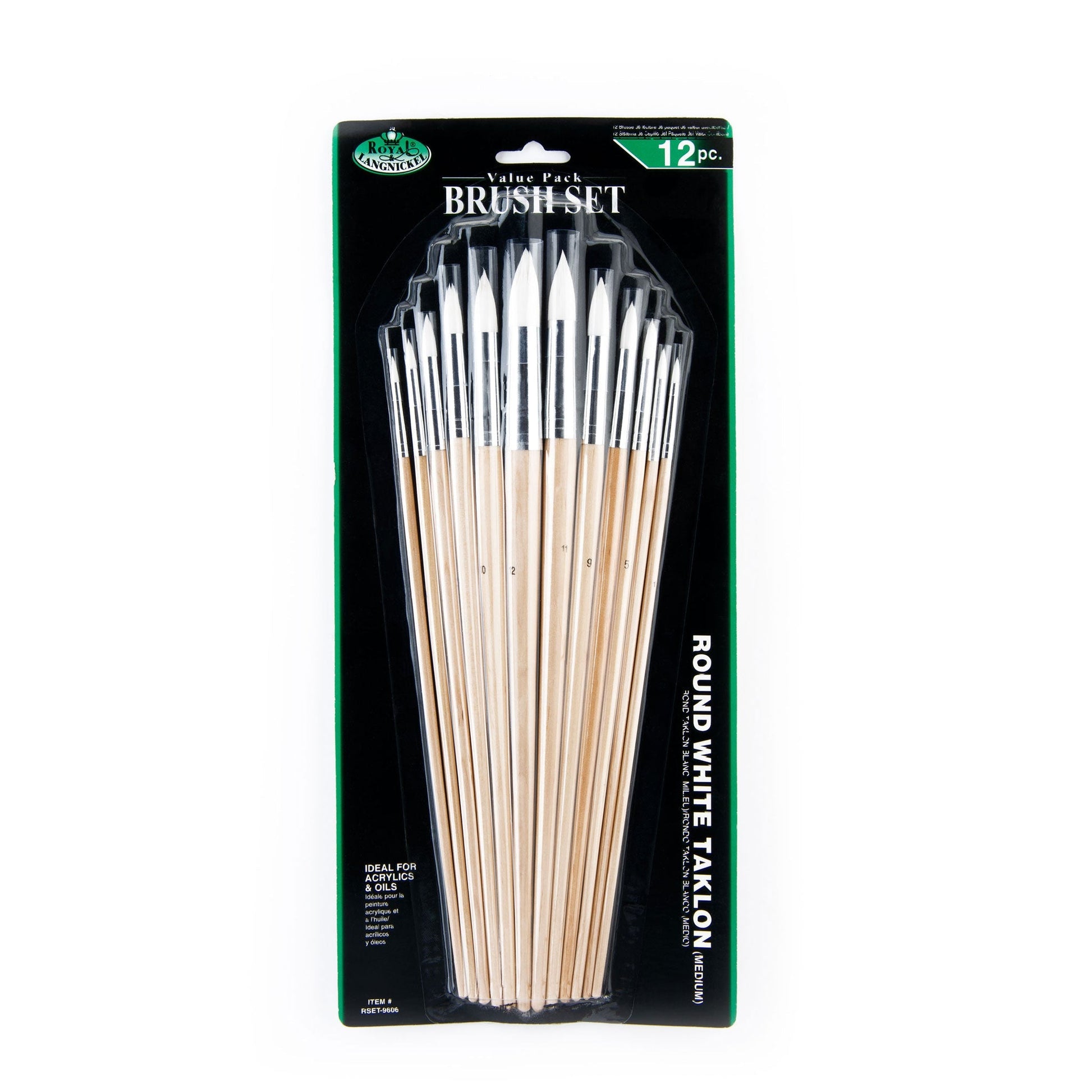 RSET-9606 - 12pc White Taklon Round Brush Set packaging front