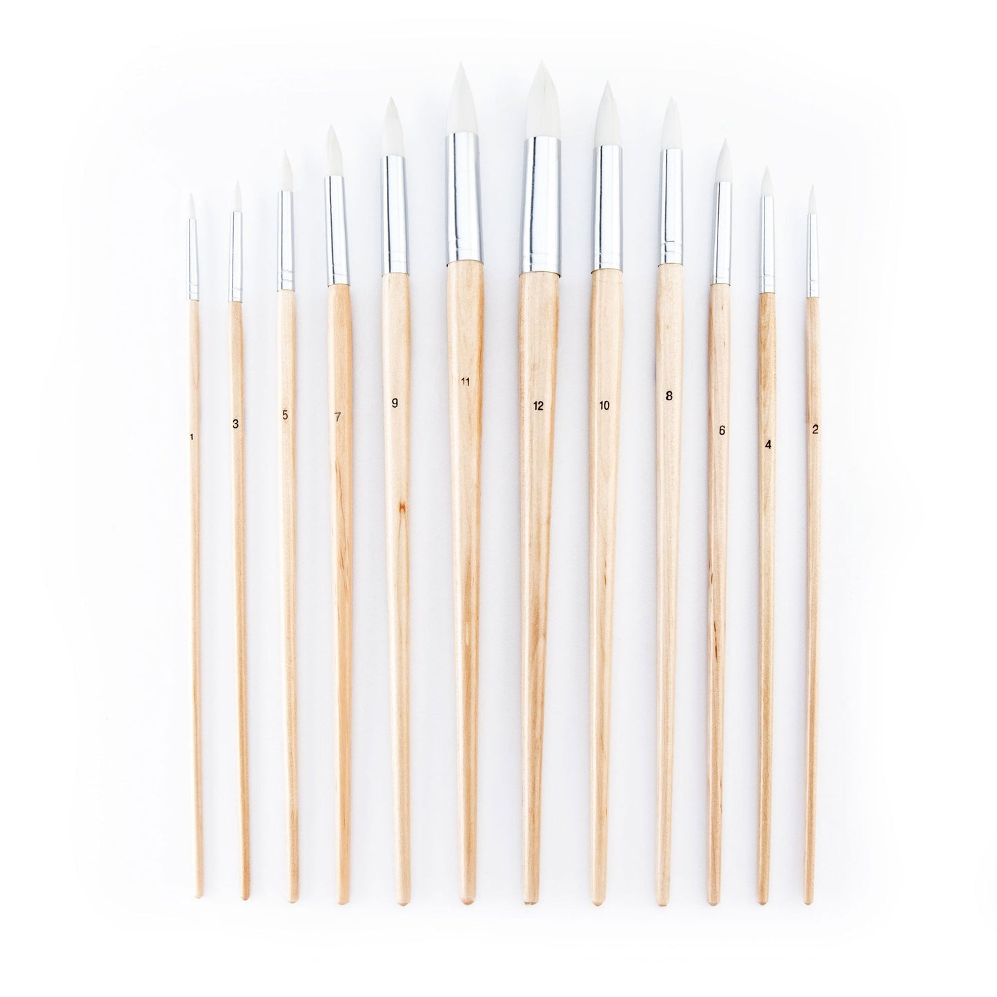 RSET-9606 - 12pc White Taklon Round Brush Set