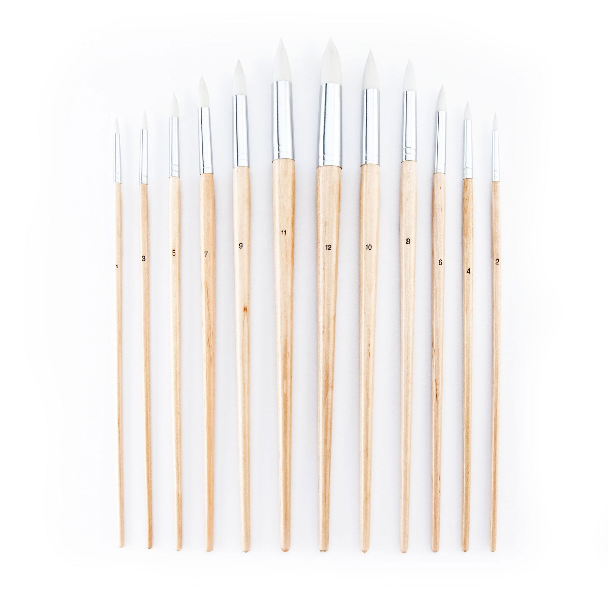 RSET-9606 - 12pc White Taklon Round Brush Set