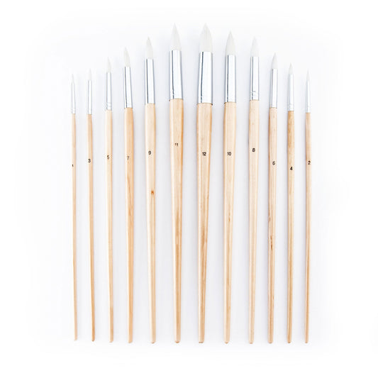 RSET-9606 - 12pc White Taklon Round Brush Set