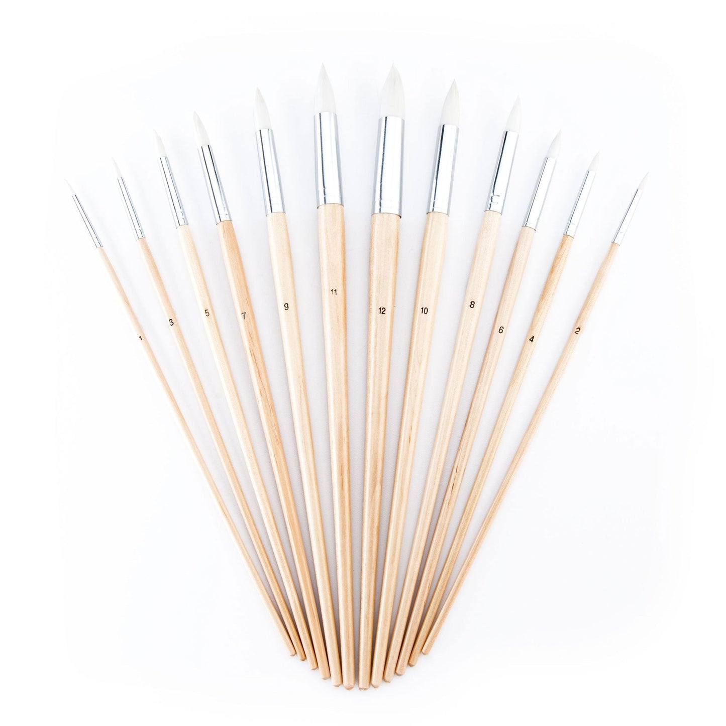 RSET-9606 - 12pc White Taklon Round Brush Set glam 3