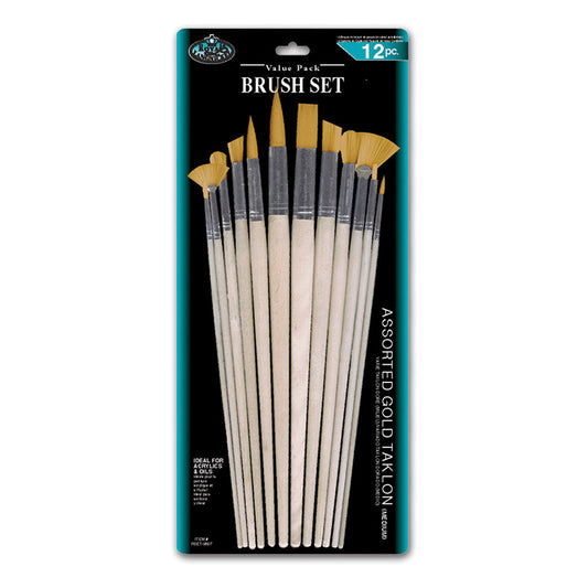 RSET-9607 - 12pc Golden Taklon Variety Brush Set