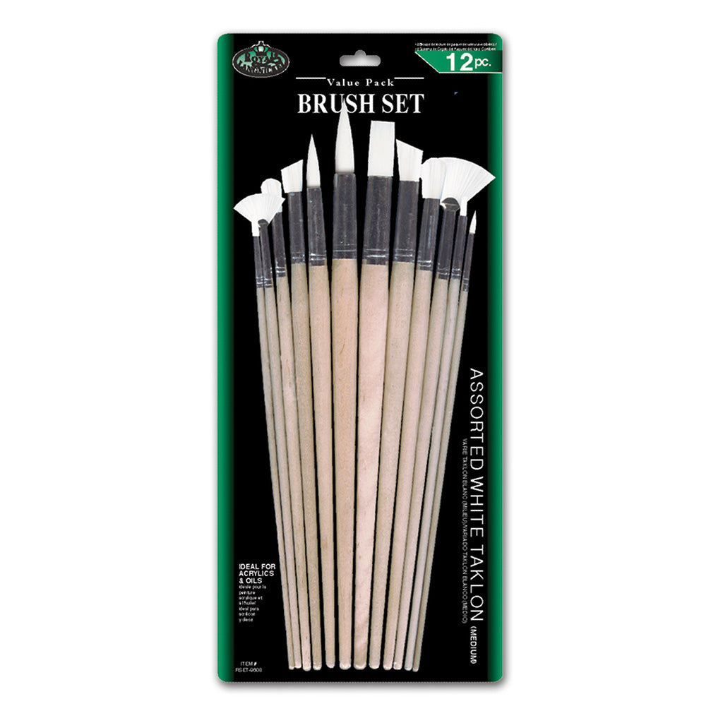 RSET-9608 - 12pc White Taklon Variety Brush Set