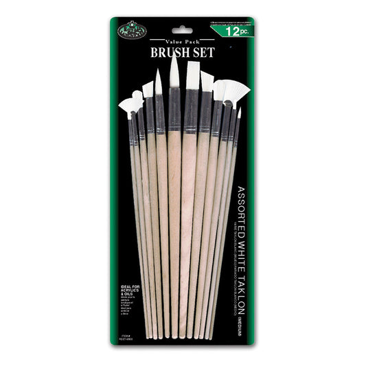 RSET-9608 - 12pc White Taklon Variety Brush Set