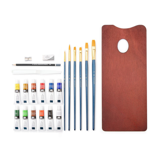 RSET-ACR2020 - Essentials™ 24pc Acrylic Painting Long Handle Travel Art Set glam 1