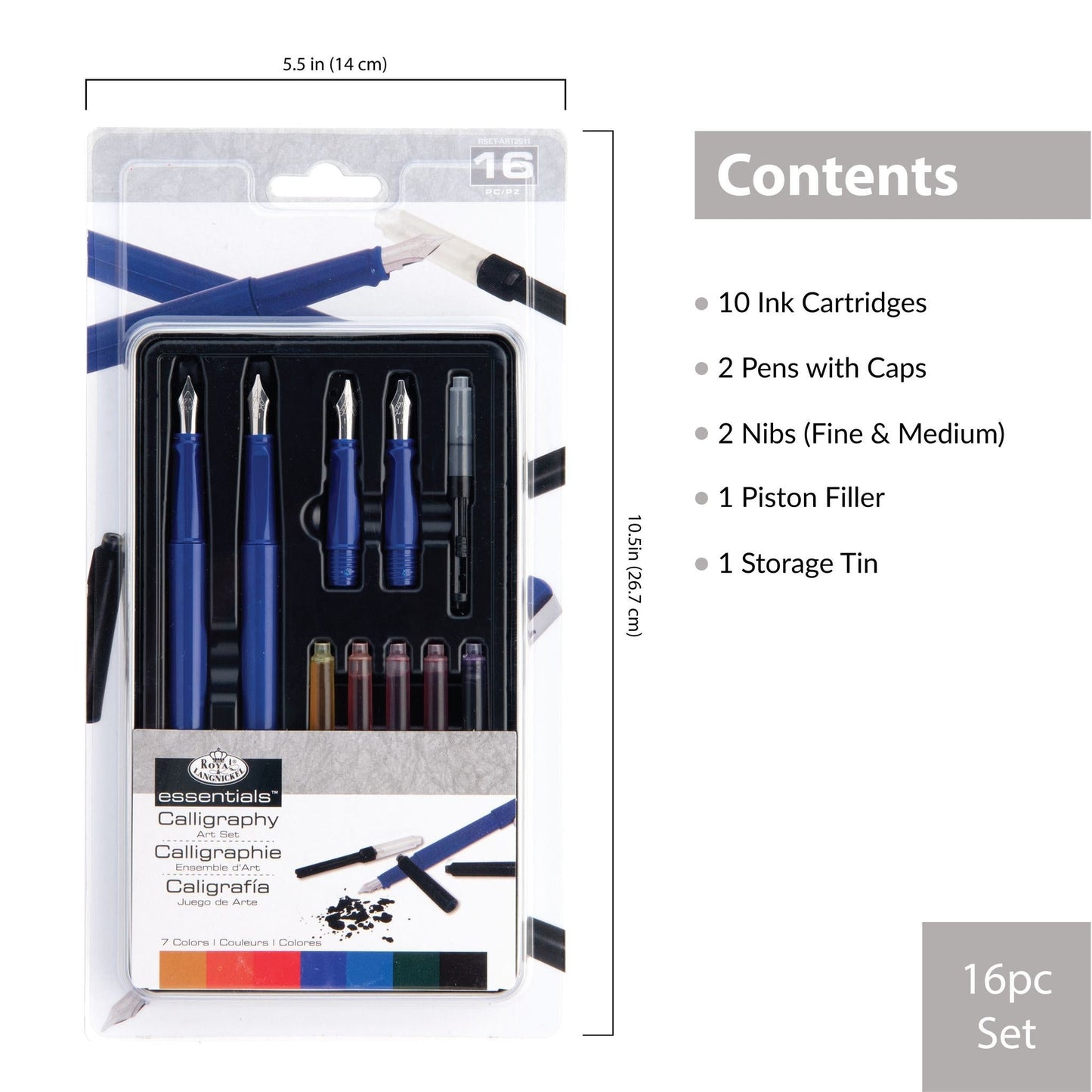 RSET-ART2511 - essentials™ 16pc Calligraphy Art Set infographic 2